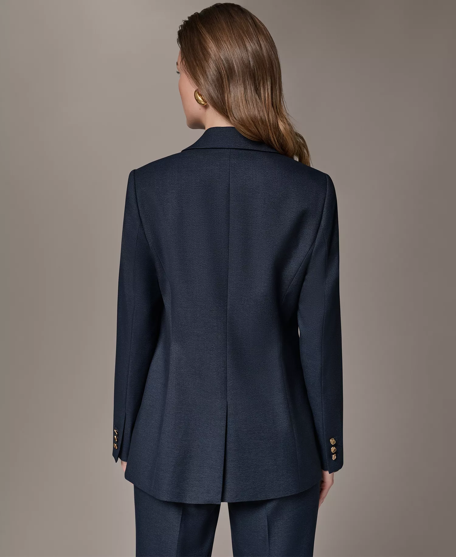 Women's Notch Lapel Padded Shoulder Blazer - Nightfall - 0