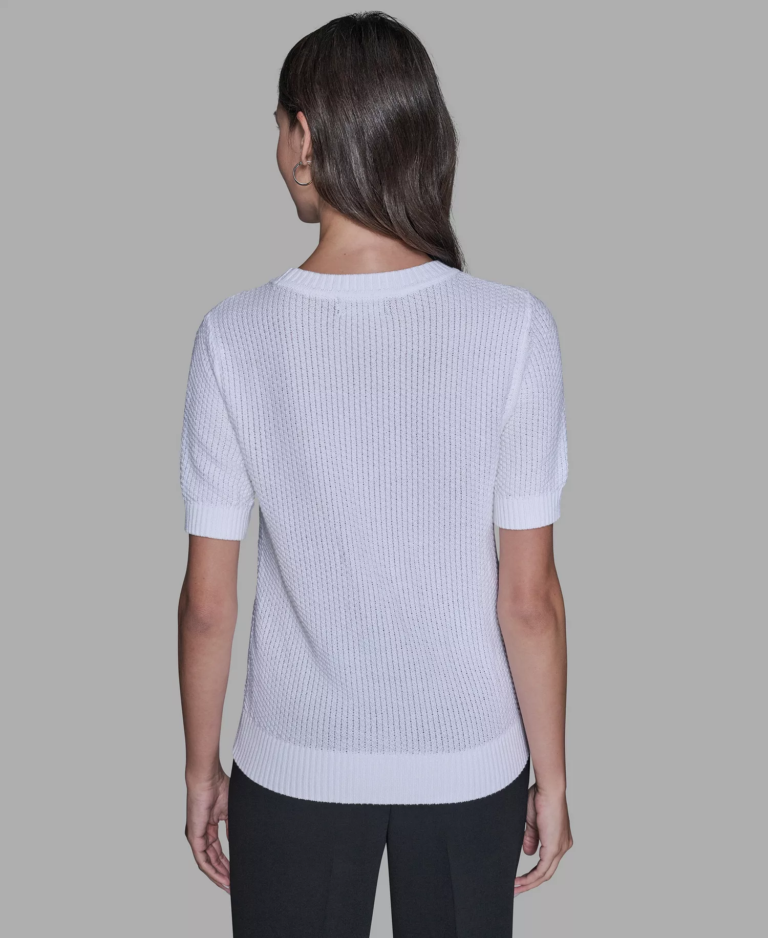 Women's Crewneck Floral Trimmed Sweater - Soft White - L