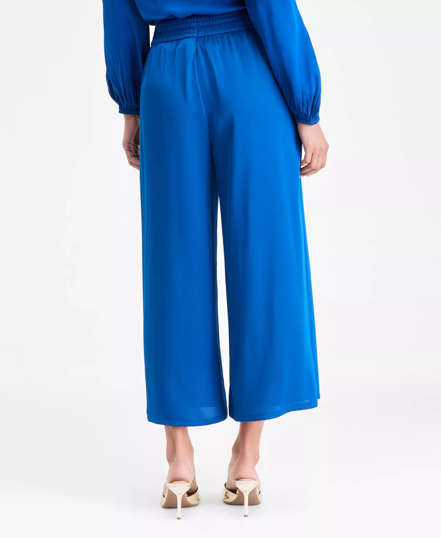 Women's High-Rise Cropped Satin Pants, Macy's Exclusive - Cobalt Dream - L