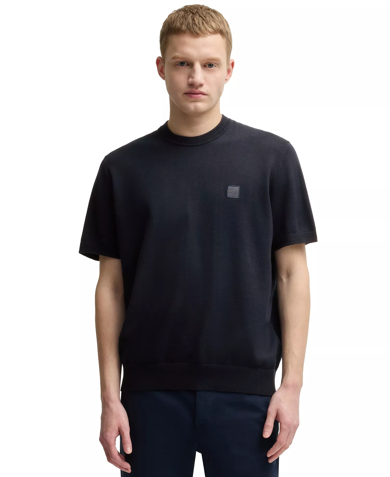 Men's Cotton Cashmere Knit Sweater - Dark Blue - XXL