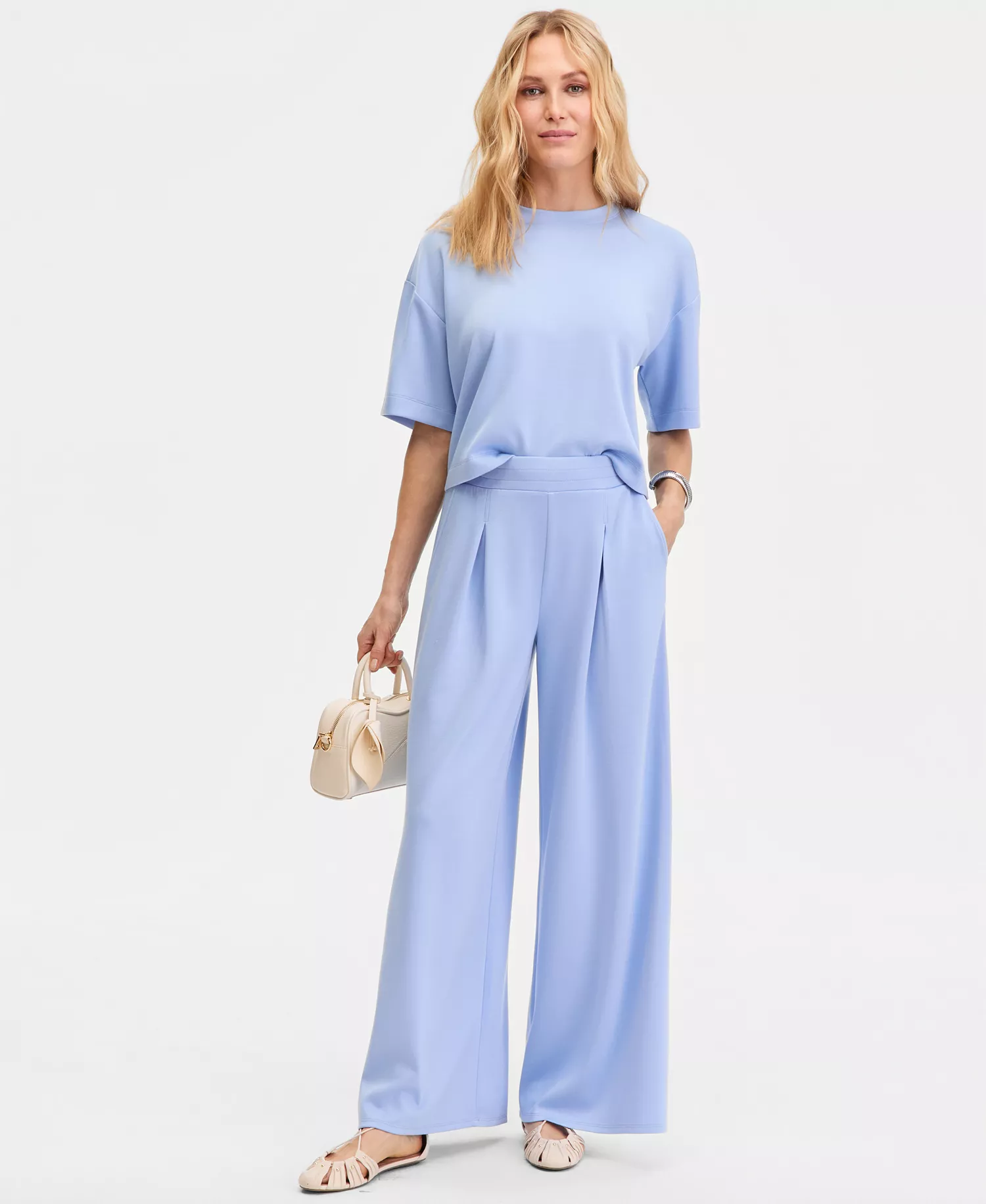 Women's Short Sleeve Crewneck T-Shirt, Macy's Exclusive - Air Blue - L