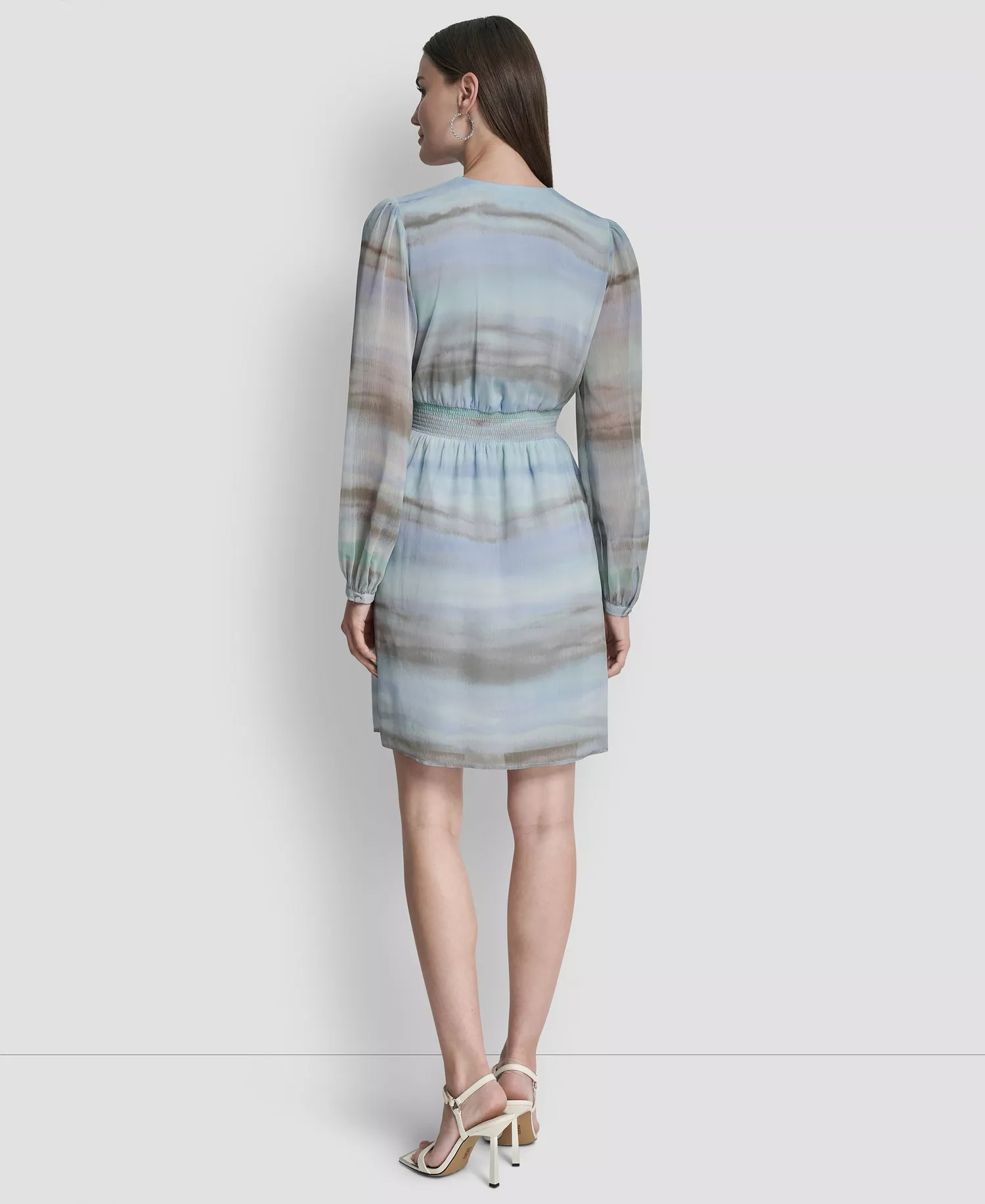 Women's V-Neck Smocked Waist Fit and Flare Dress - Skyway Multi - 10