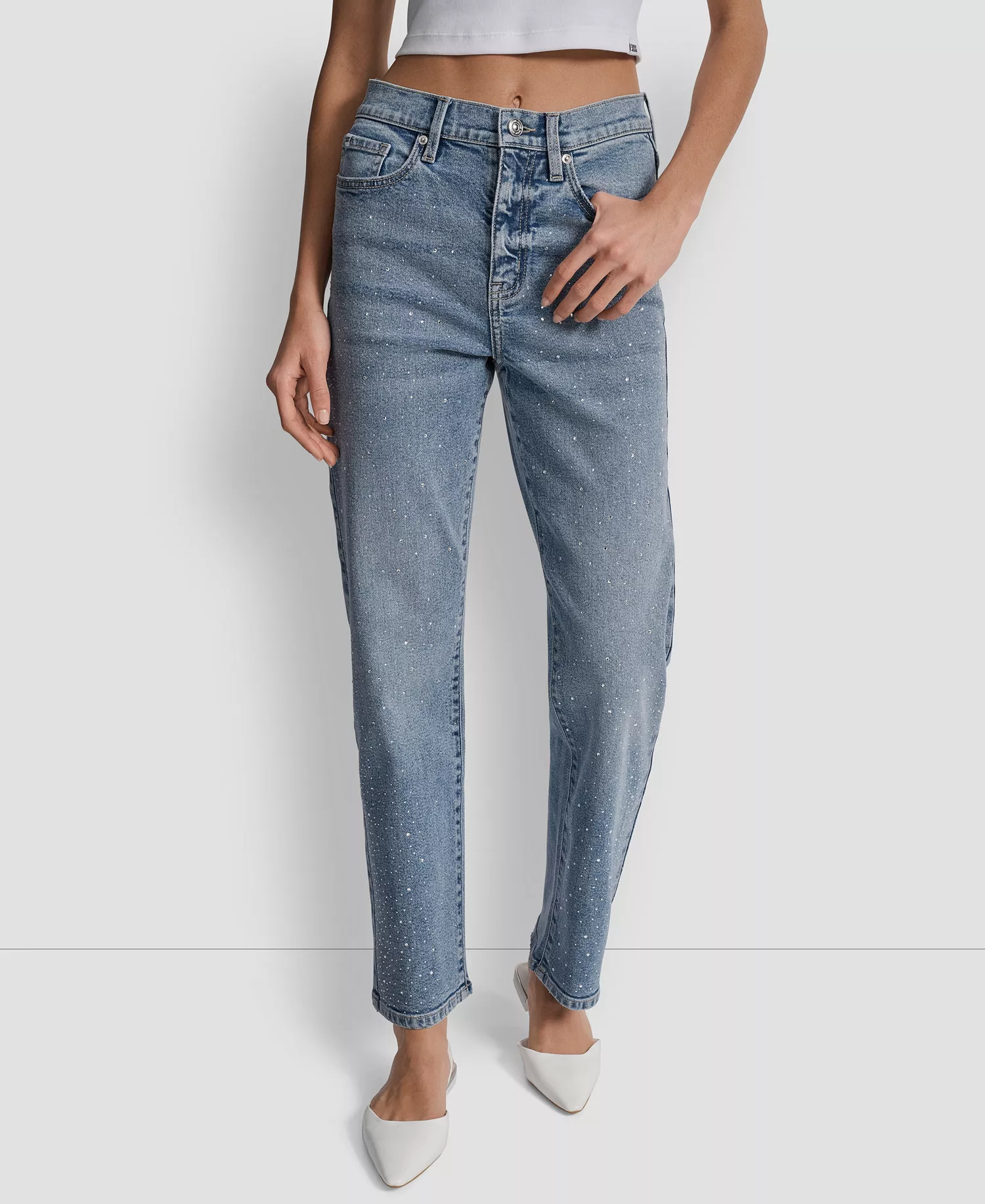 Women's High Rise Straight Fit Embellished Jeans - Jasper - 24