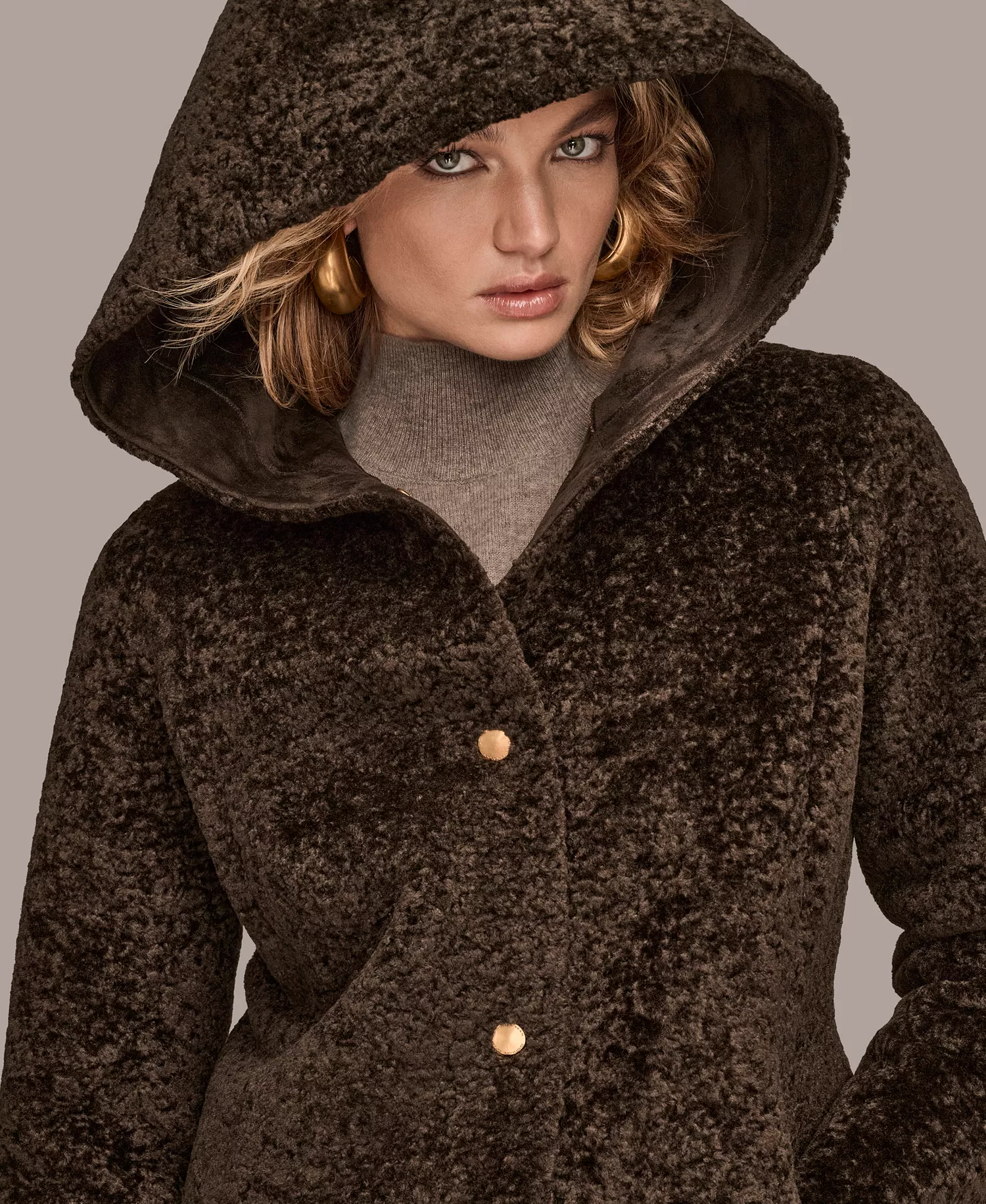 Women's Hooded Maxi Coat - Chocolate - S