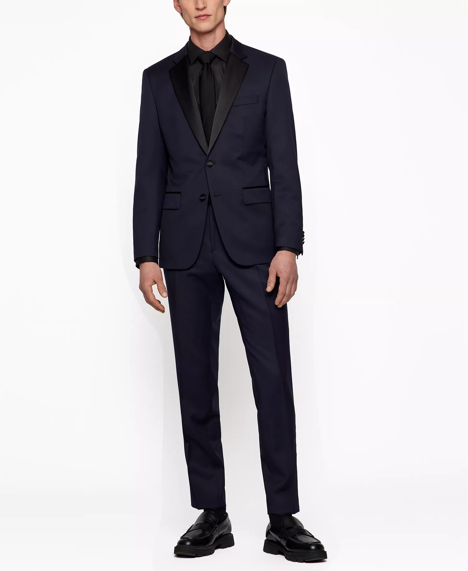 Men's Slim-Fit Tuxedo Jacket - Dark Blue - 34R
