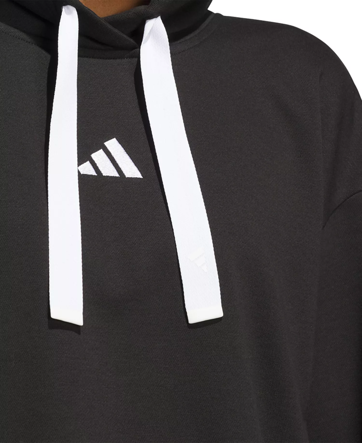 Women's Fleece 3-Stripes Loose-Fit Hoodie - Black/white - L