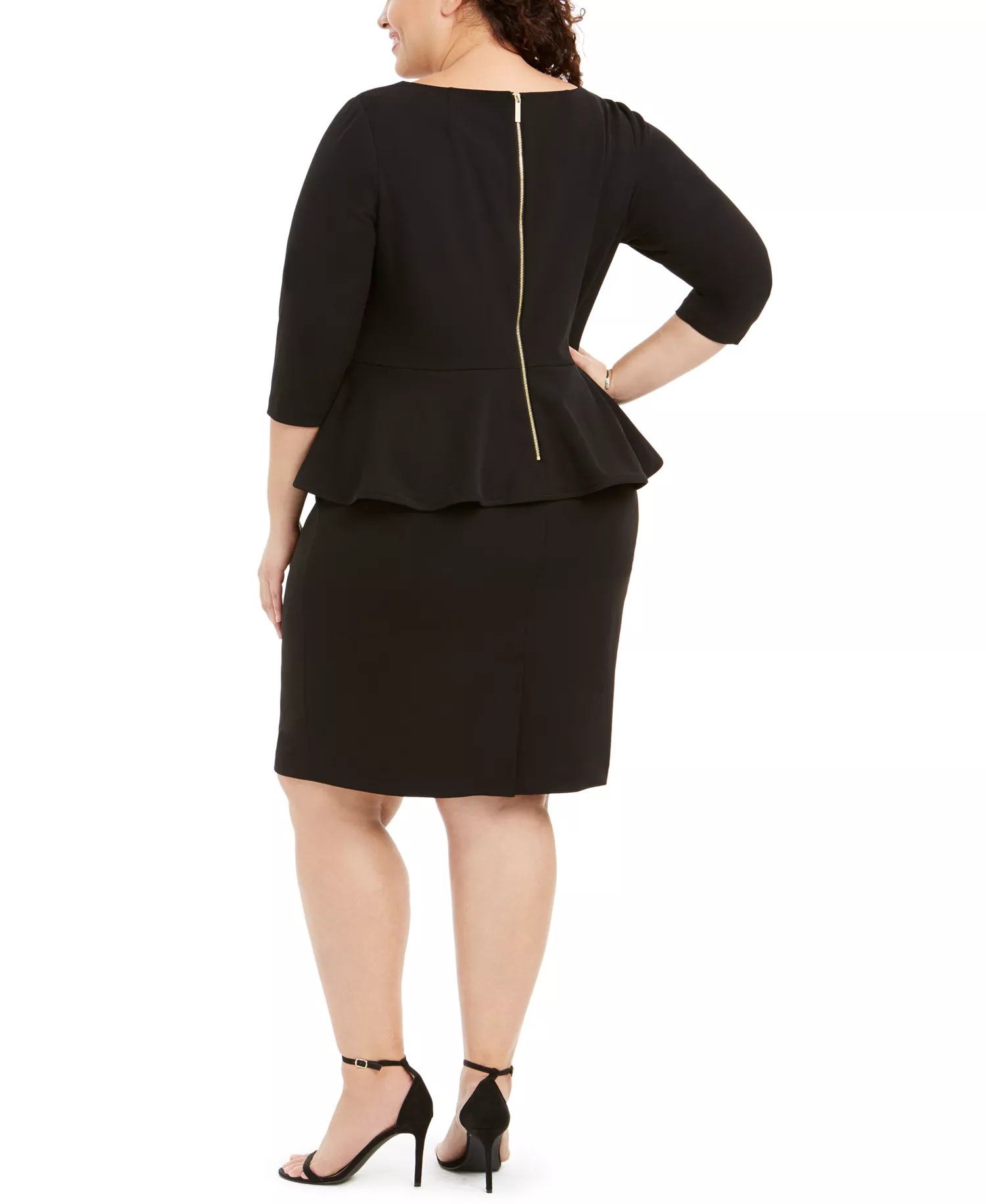 Plus Size Peplum Sheath Dress - Black - 20W