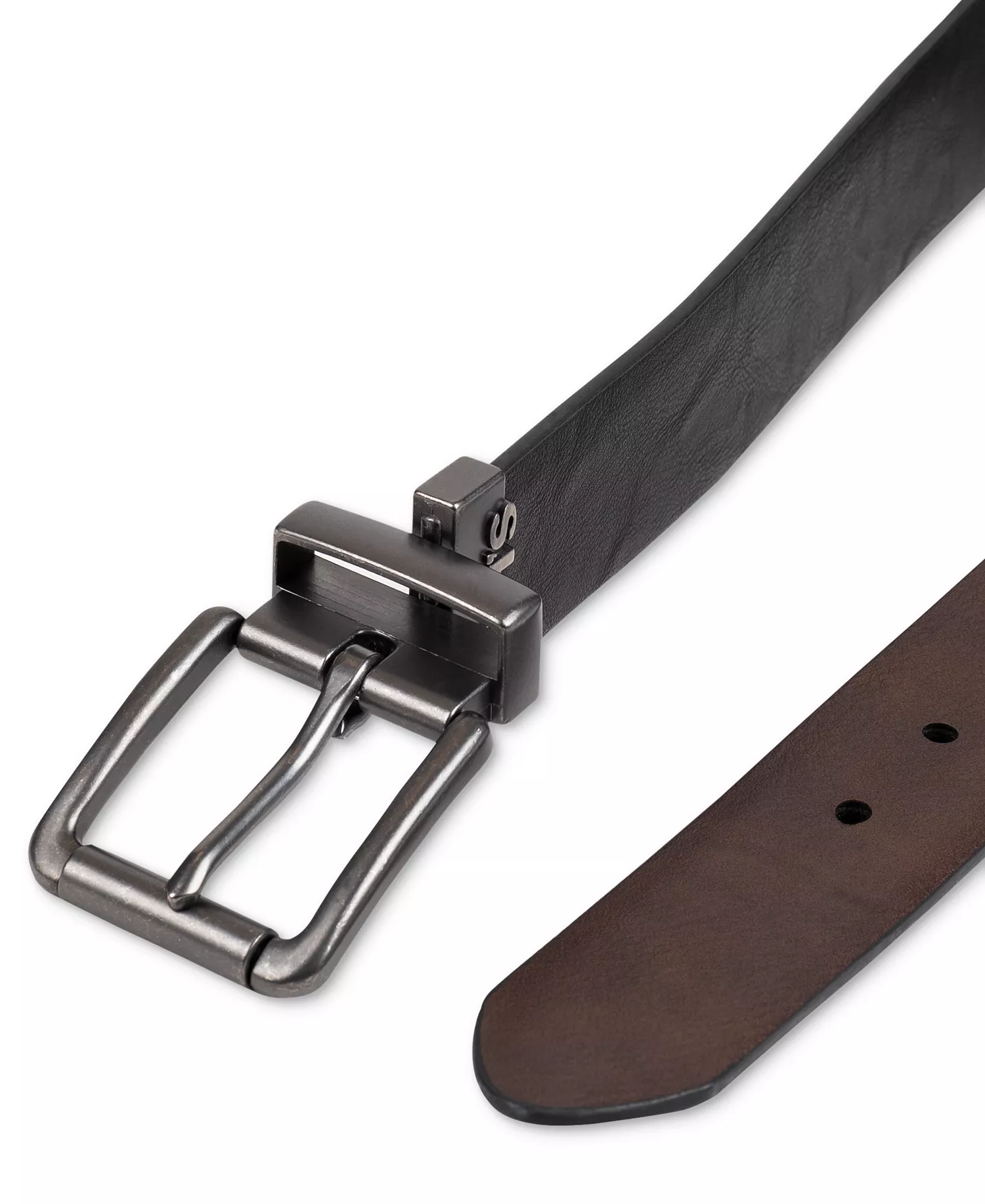 Men's Plaque Buckle Reversible Stretch Belt - Black/Brown - L (38-40)