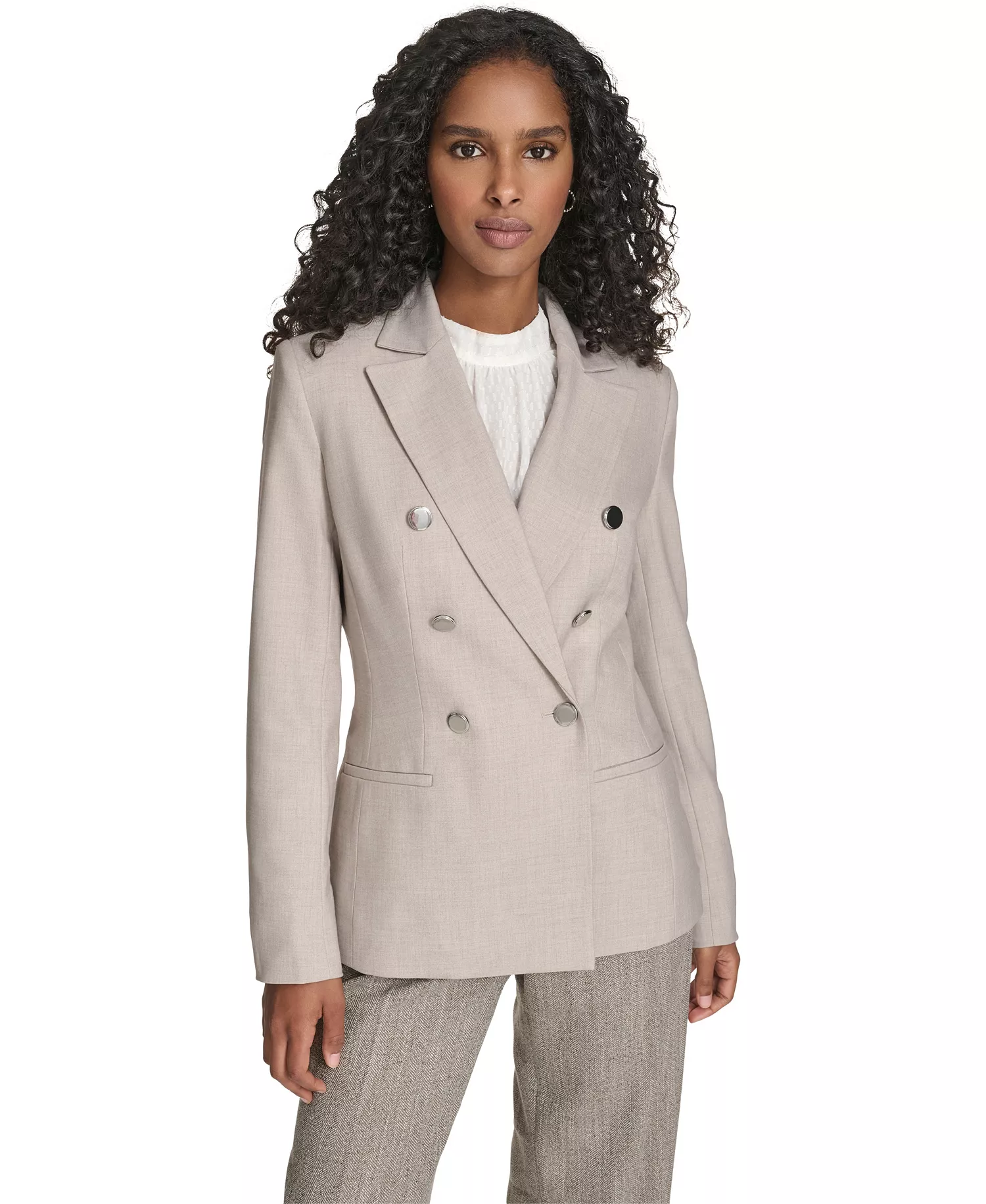 Petite Double Breasted Jacket - Oyster Multi - 10P