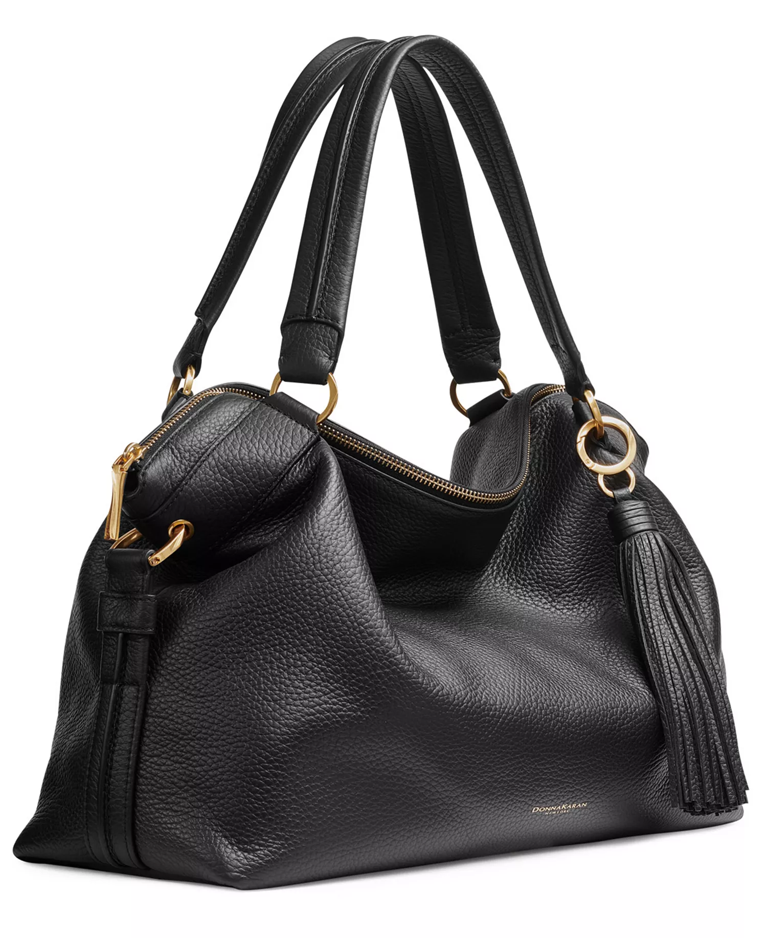 Glenwood Top Handle Leather Satchel with Tassel Detail - Blk/gold - NO SIZE
