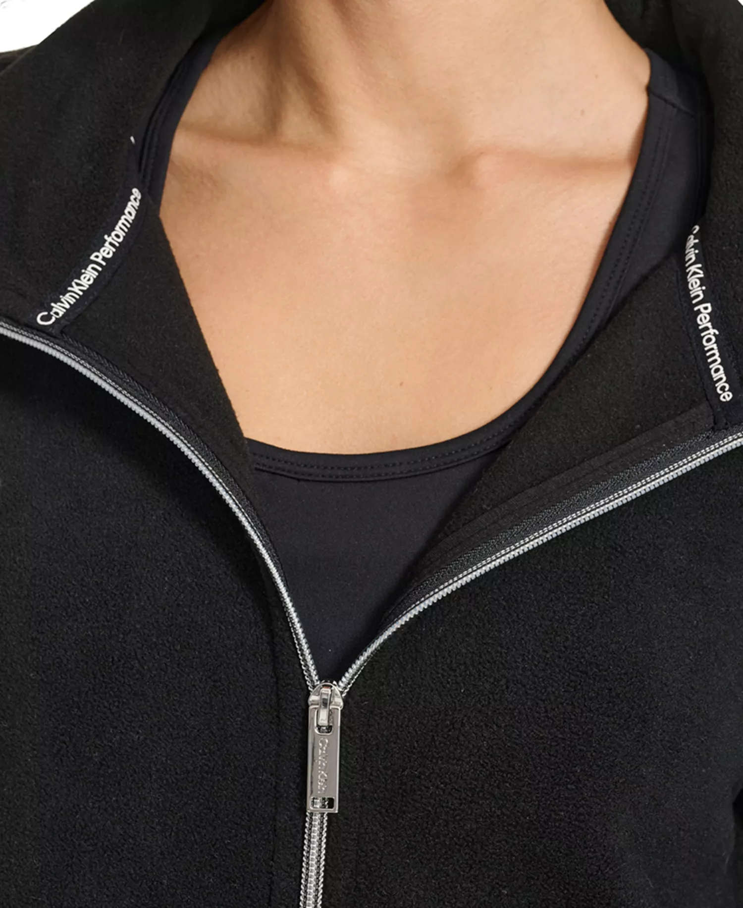 Women's Active Tech Fleece Mock-Neck Jacket - Black - S