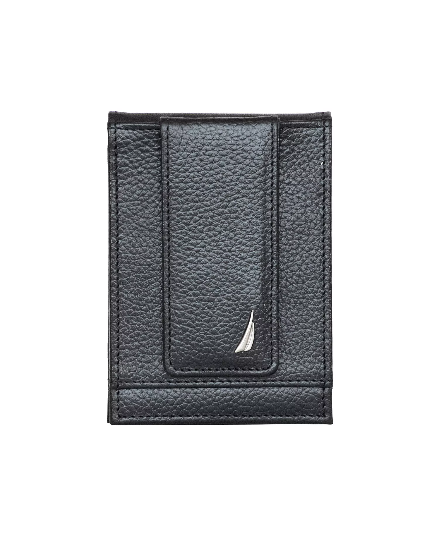 Men's Front Pocket Leather Wallet - Black - ONE SIZE