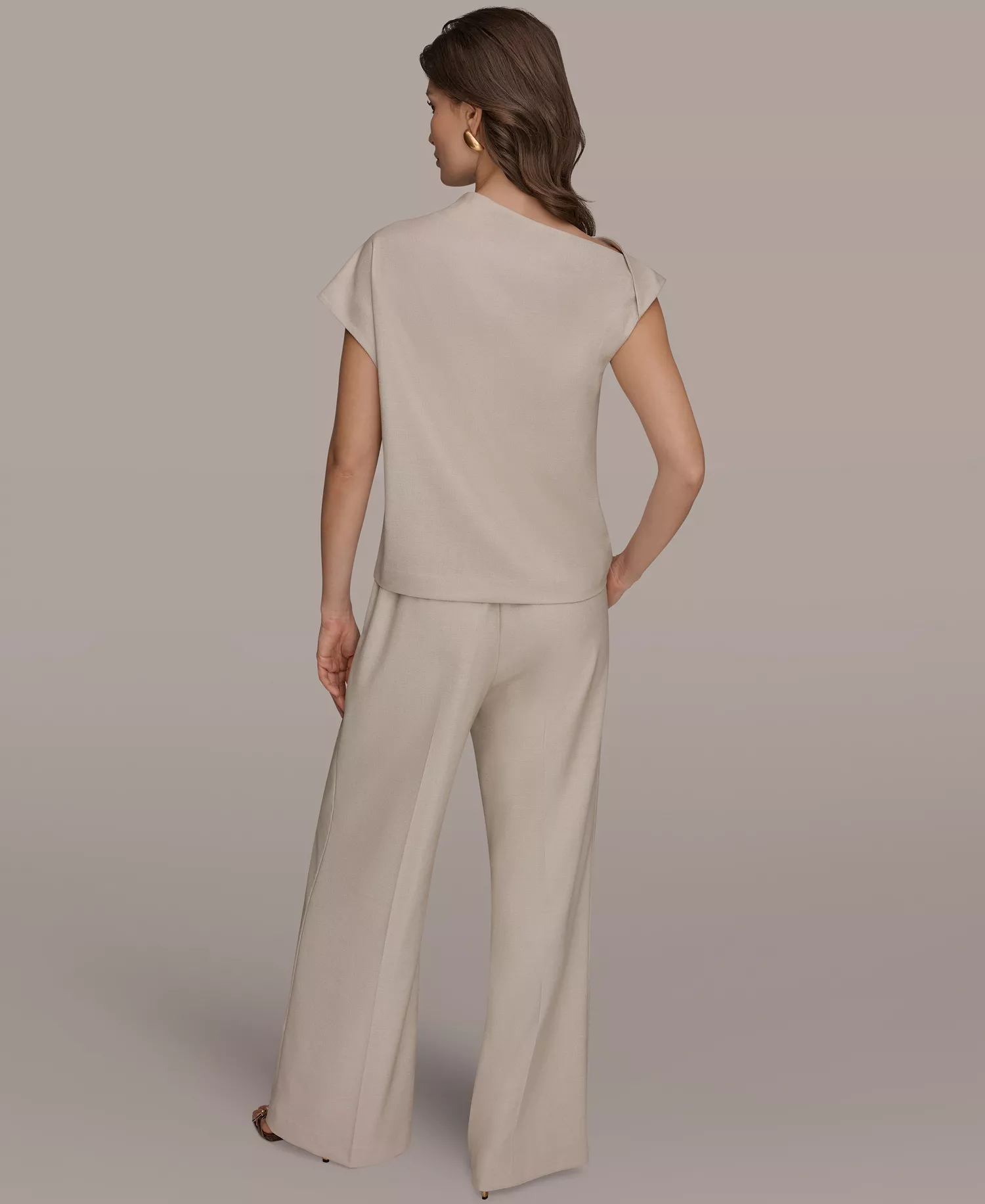 Women's Draped Neck Top - Tuscan Grey - L