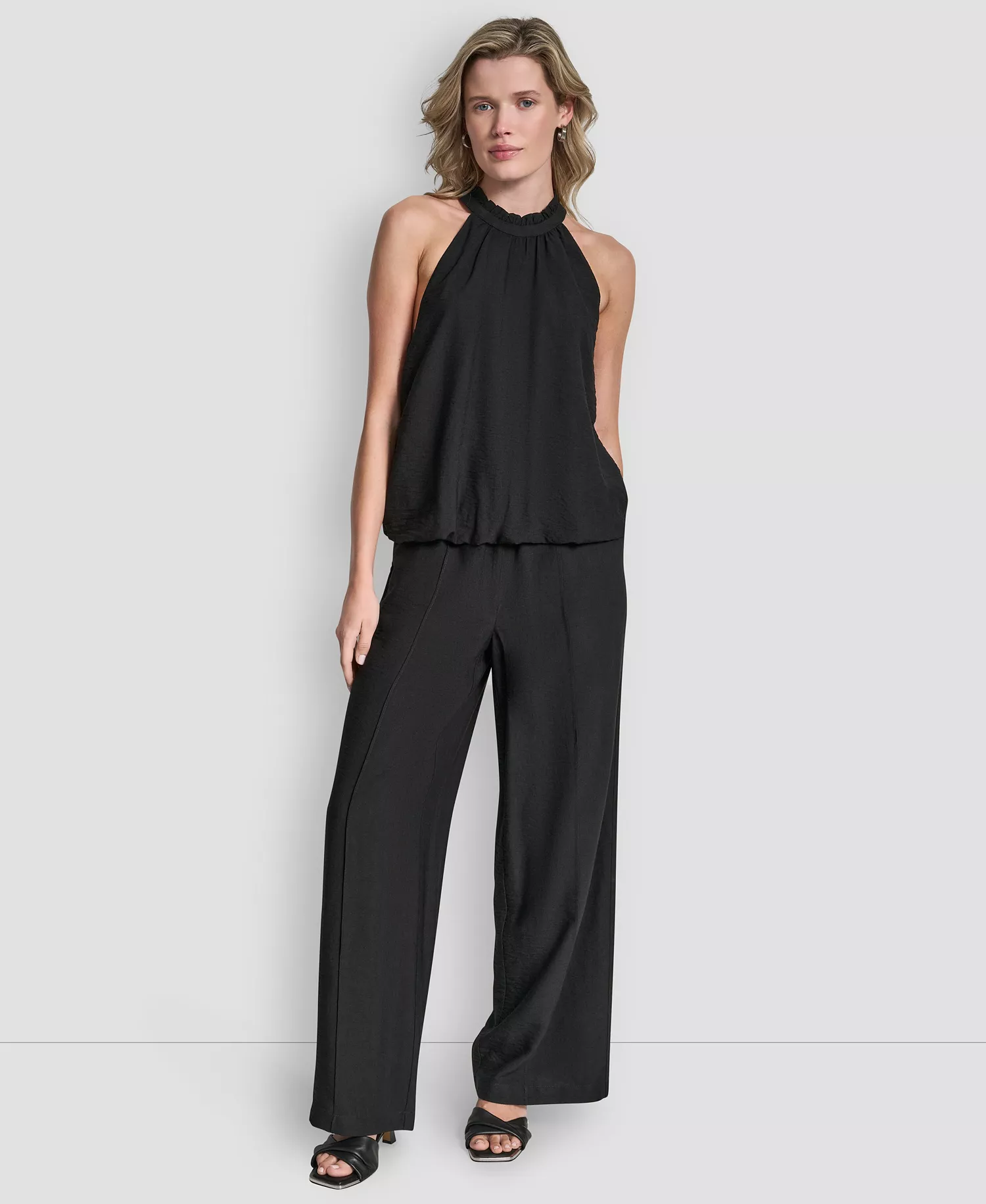 Women's Sleeveless Halter-Neck Top - Black - L