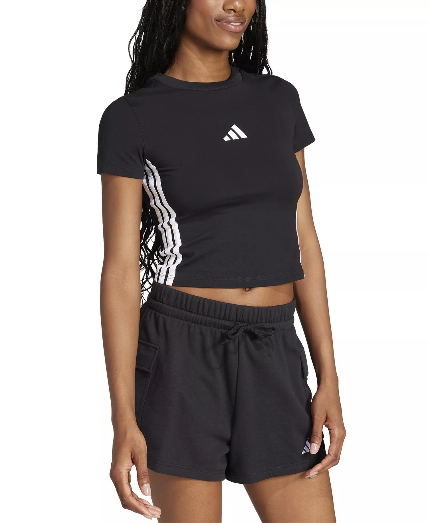 Women's Essentials Slim-Fit Short-Sleeve Baby T-Shirt - Black/White - 2XL