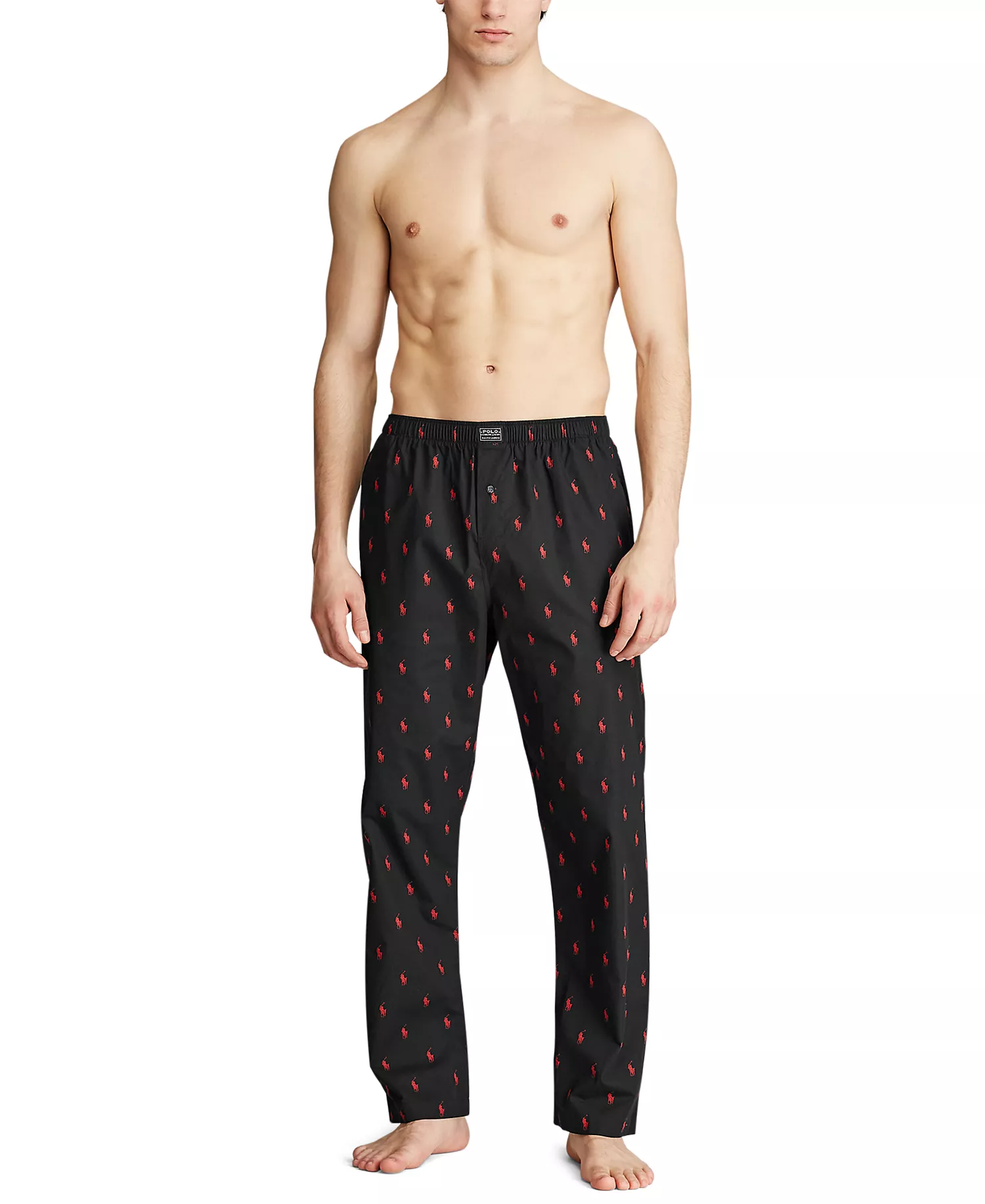 Men's Cotton Jersey Sleep Shirt & Polo Player Pajama Pants - Beach Blue - L