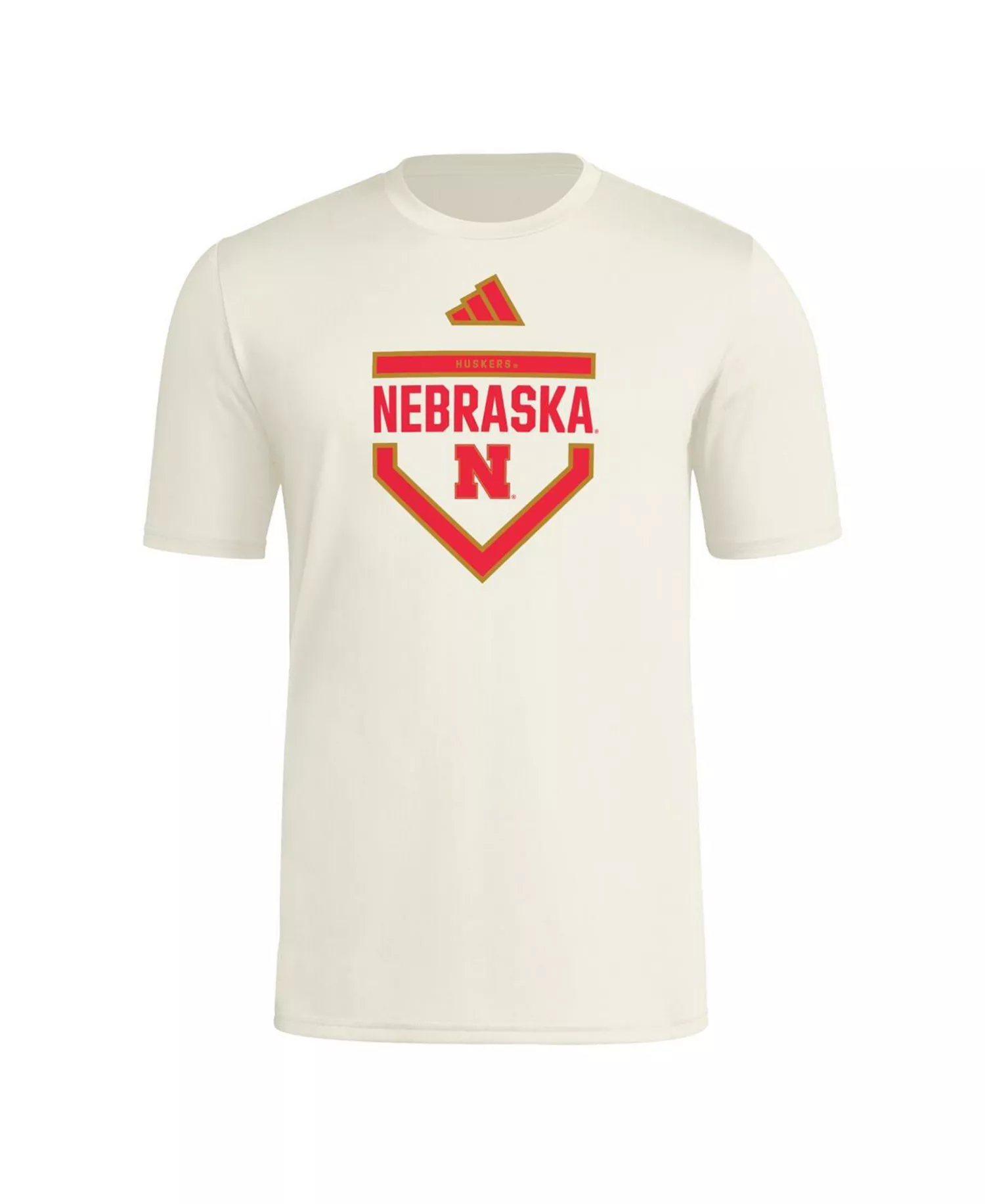 Men's Cream Nebraska Huskers Home Plate Pre-Game T-Shirt - Cream - L
