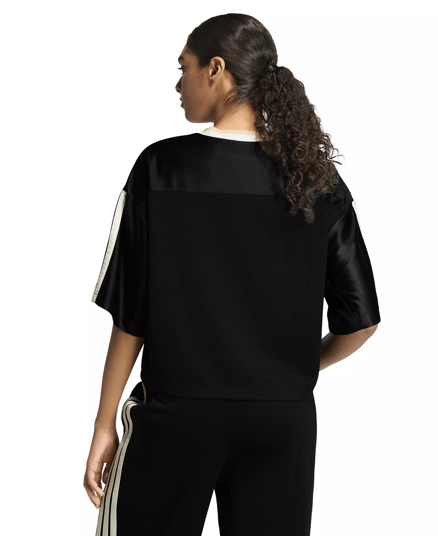 Women's Stadium Mesh Sportswear T-Shirt - Black/crystal Linen/off White - 2XL