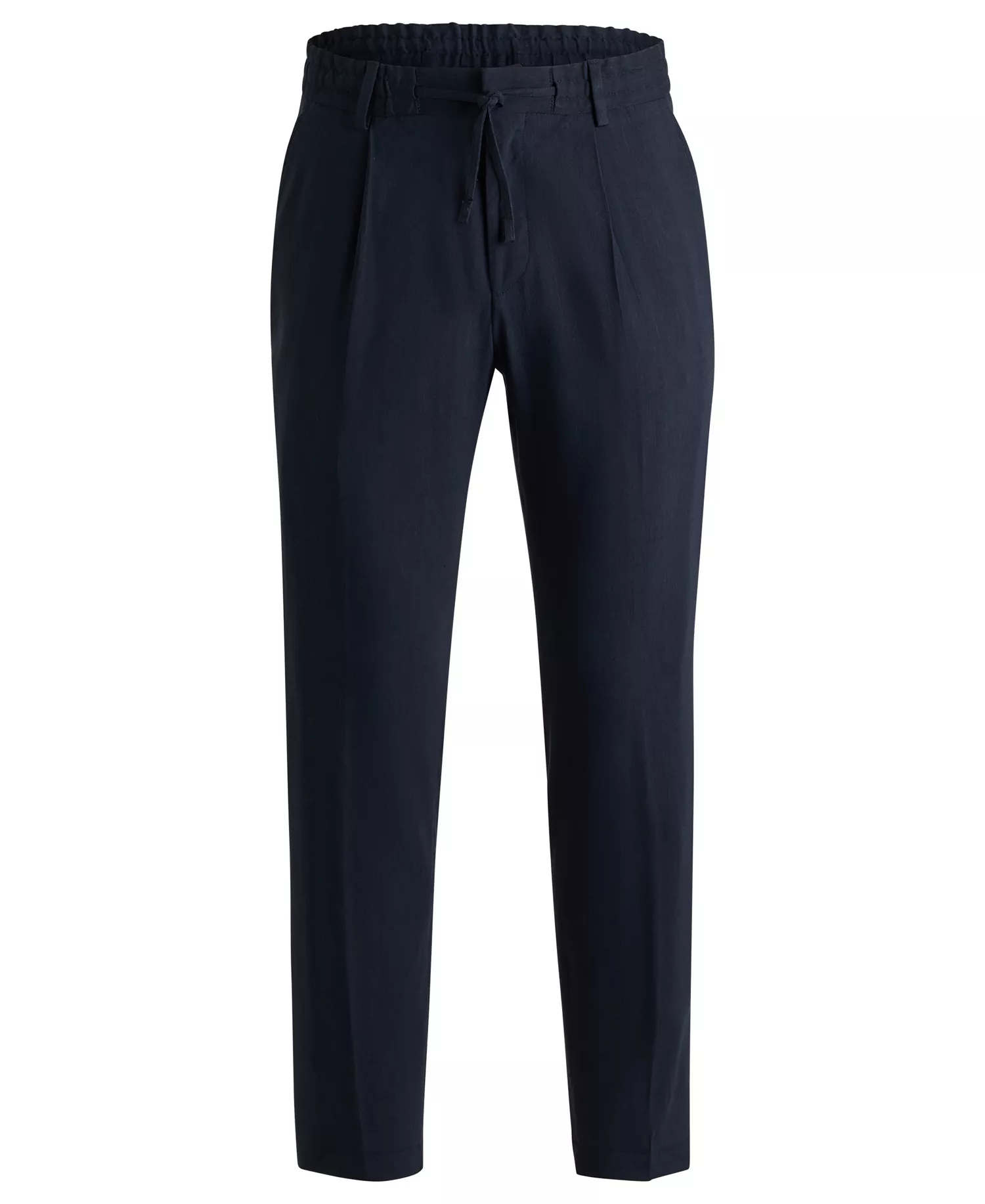 Men's Linen Blend Tapered-Fit Tailored Trousers - Dark Blue - 32R