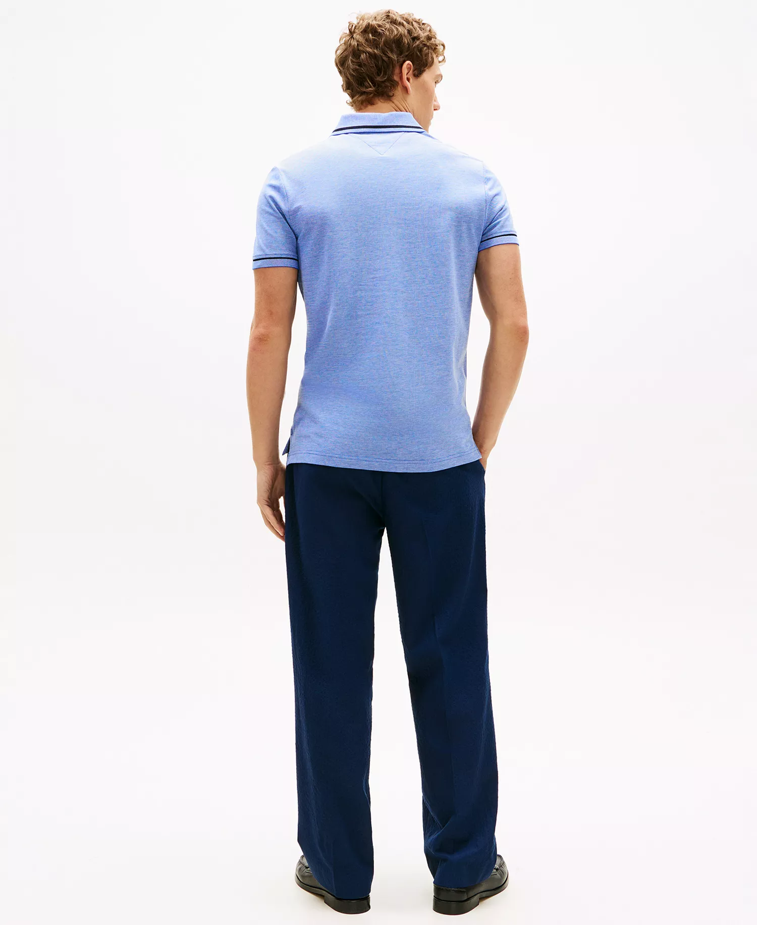 Men's Regular-Fit Two-Tone Oxford Polo Shirt - Regal Blue - L