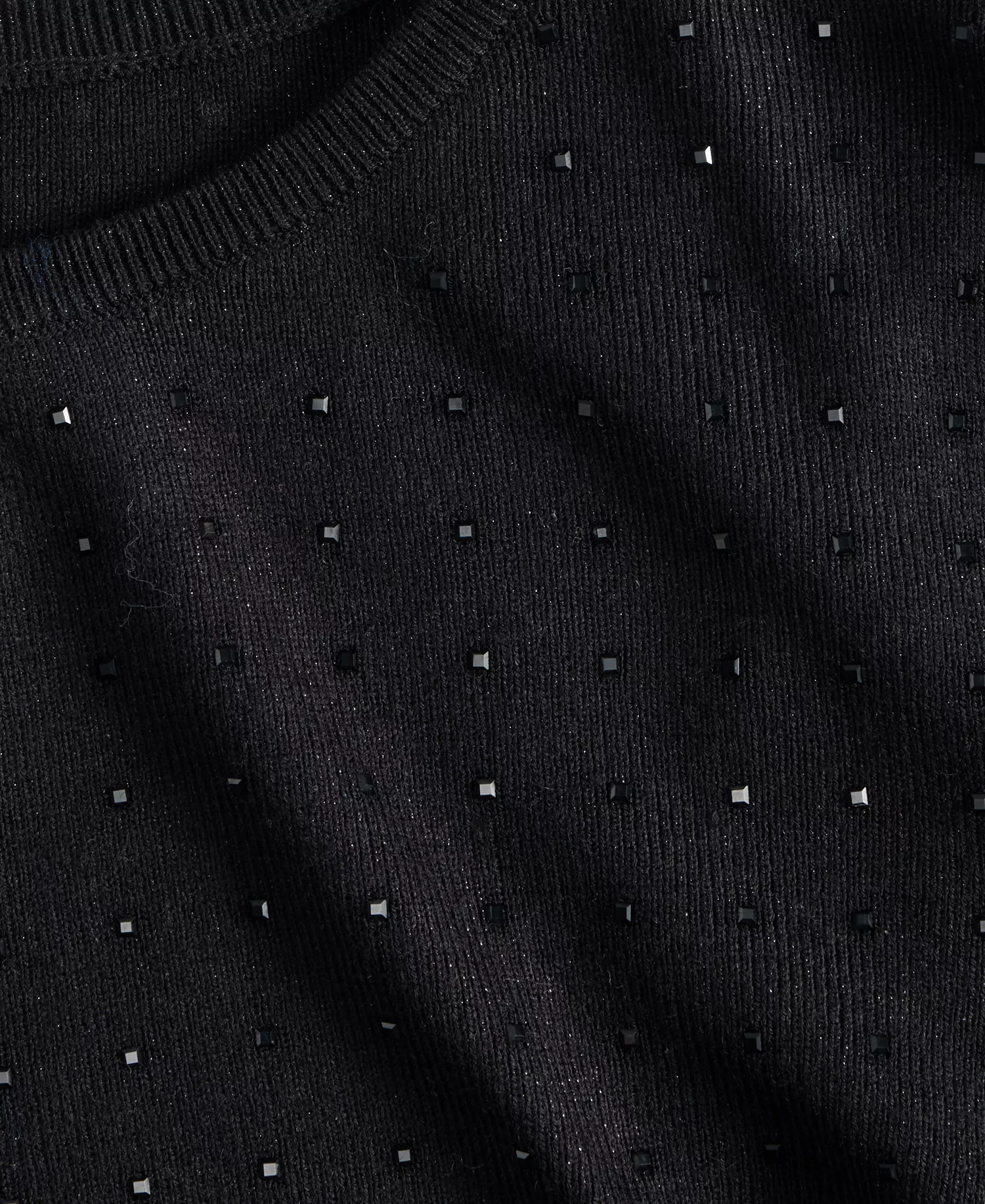 Women's Rhinestone Scoop-Neck Sweater, Macy's Exclusive - Deep Black - L