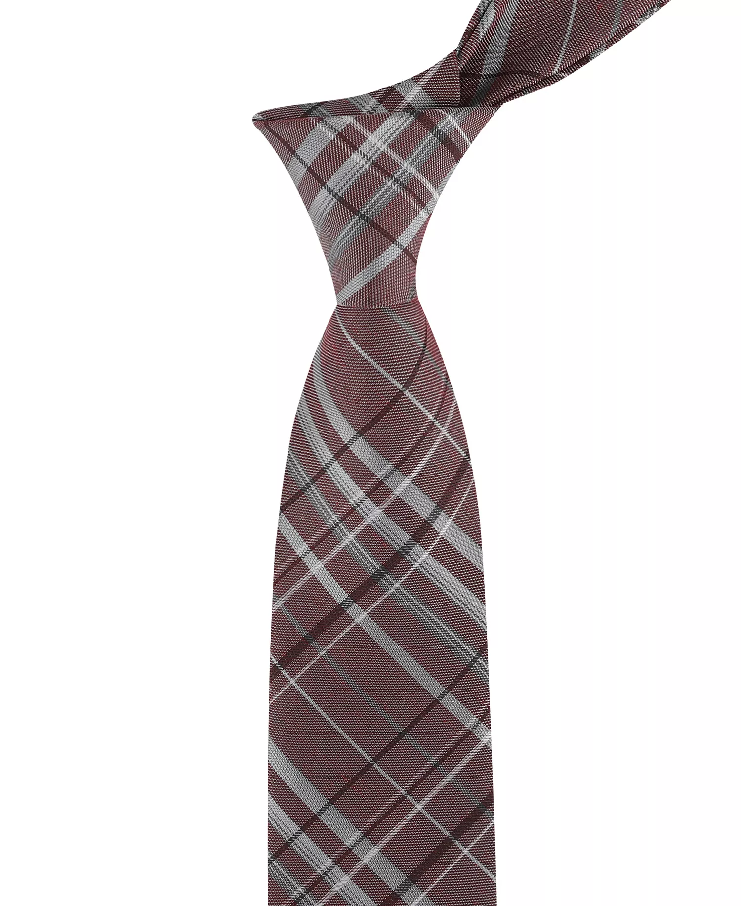 Men's Theodore Plaid Pattern Tie - Dark Red - One Plus