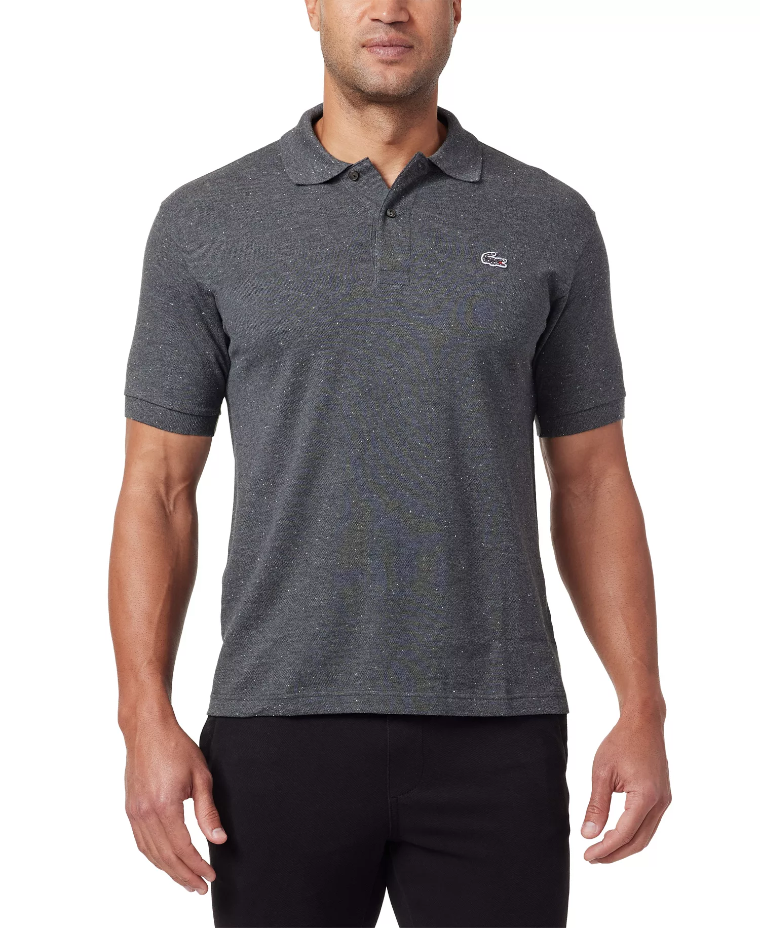 Men's Classic-Fit Two-Button Polo Shirt - Charcoal Gray - 2XL