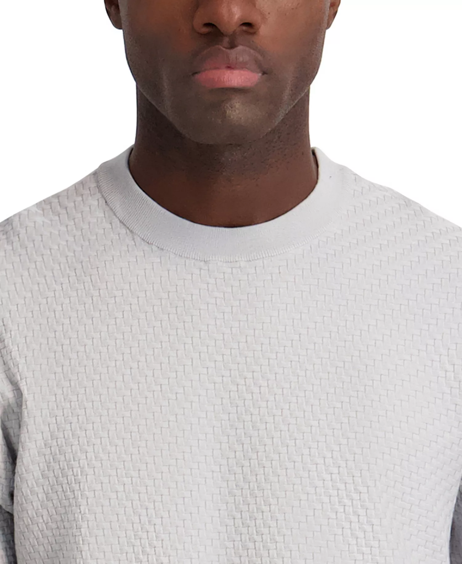 TEXTURED S/S FITTED CREWNECK - LT GREY - 2XL