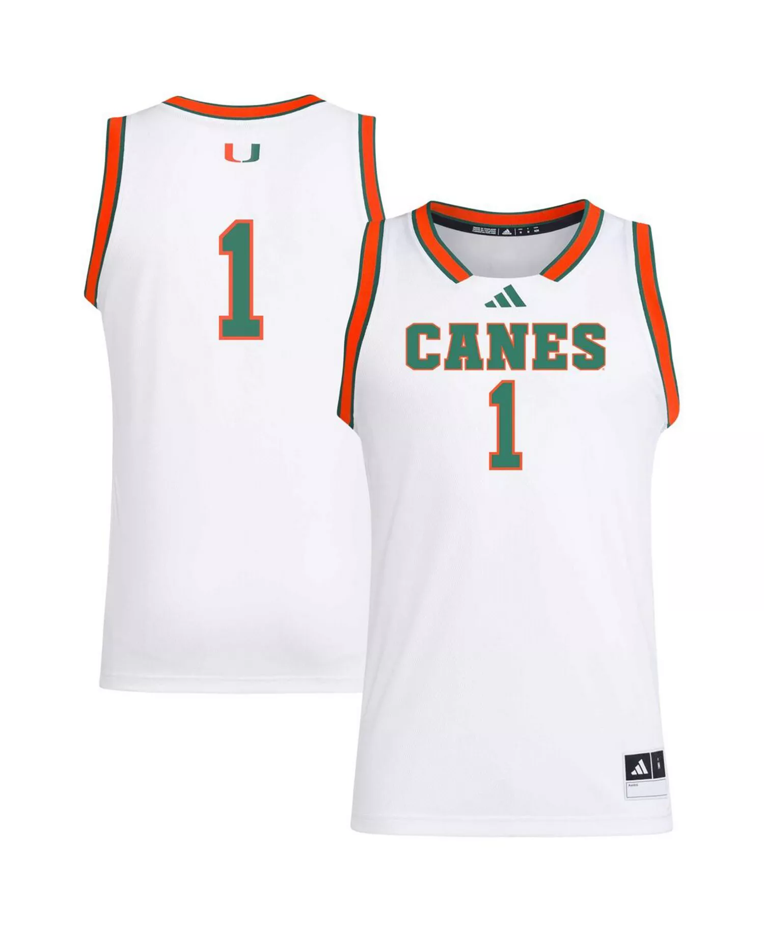 Men's 1 White Miami Hurricanes Replica Swingman Jersey - White - 2XL