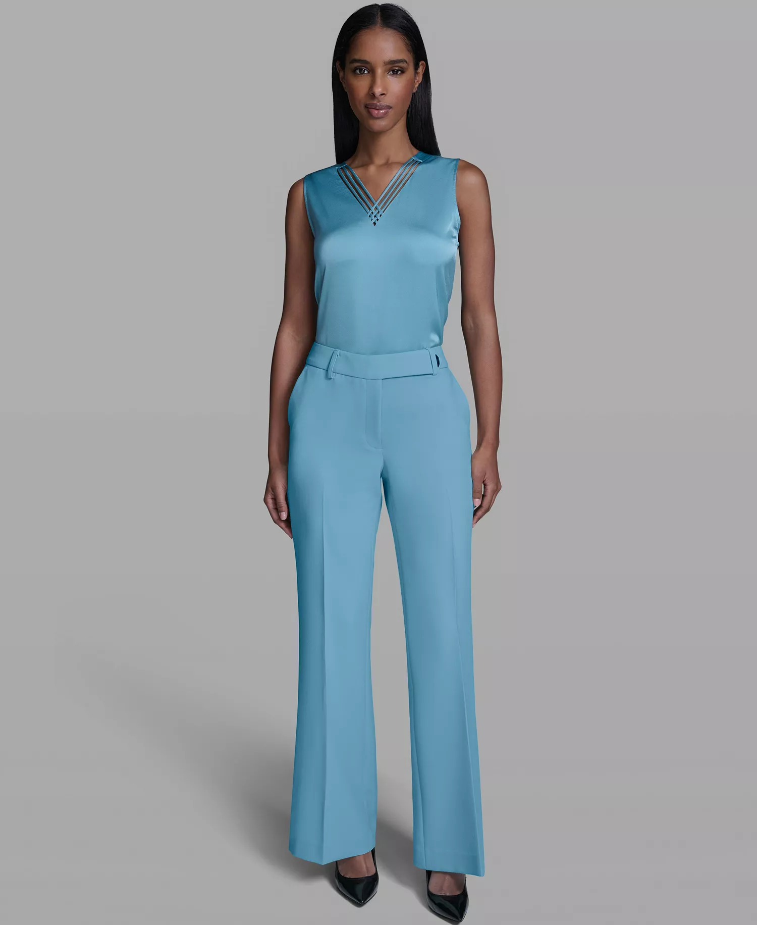 Women's Mid-Rise Wide-Leg Pants - Aqua Mist - 0