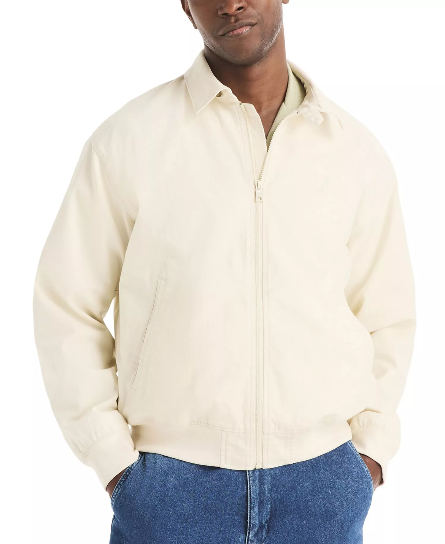 Men's Full-Zip Long-Sleeve Canvas Jacket - Natural - L