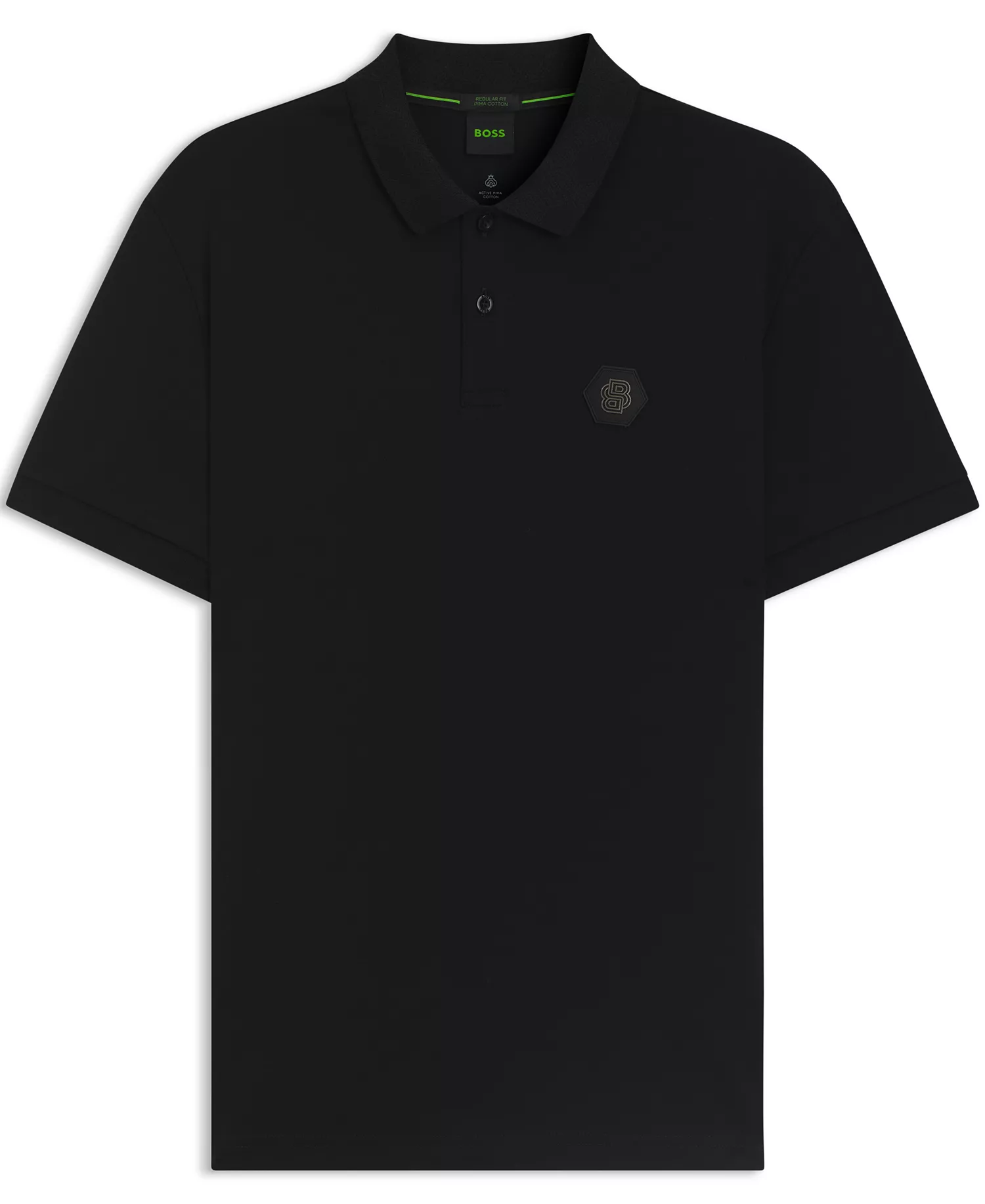 Men's Pima-Cotton Monogram Polo Shirt - Black - 2XL