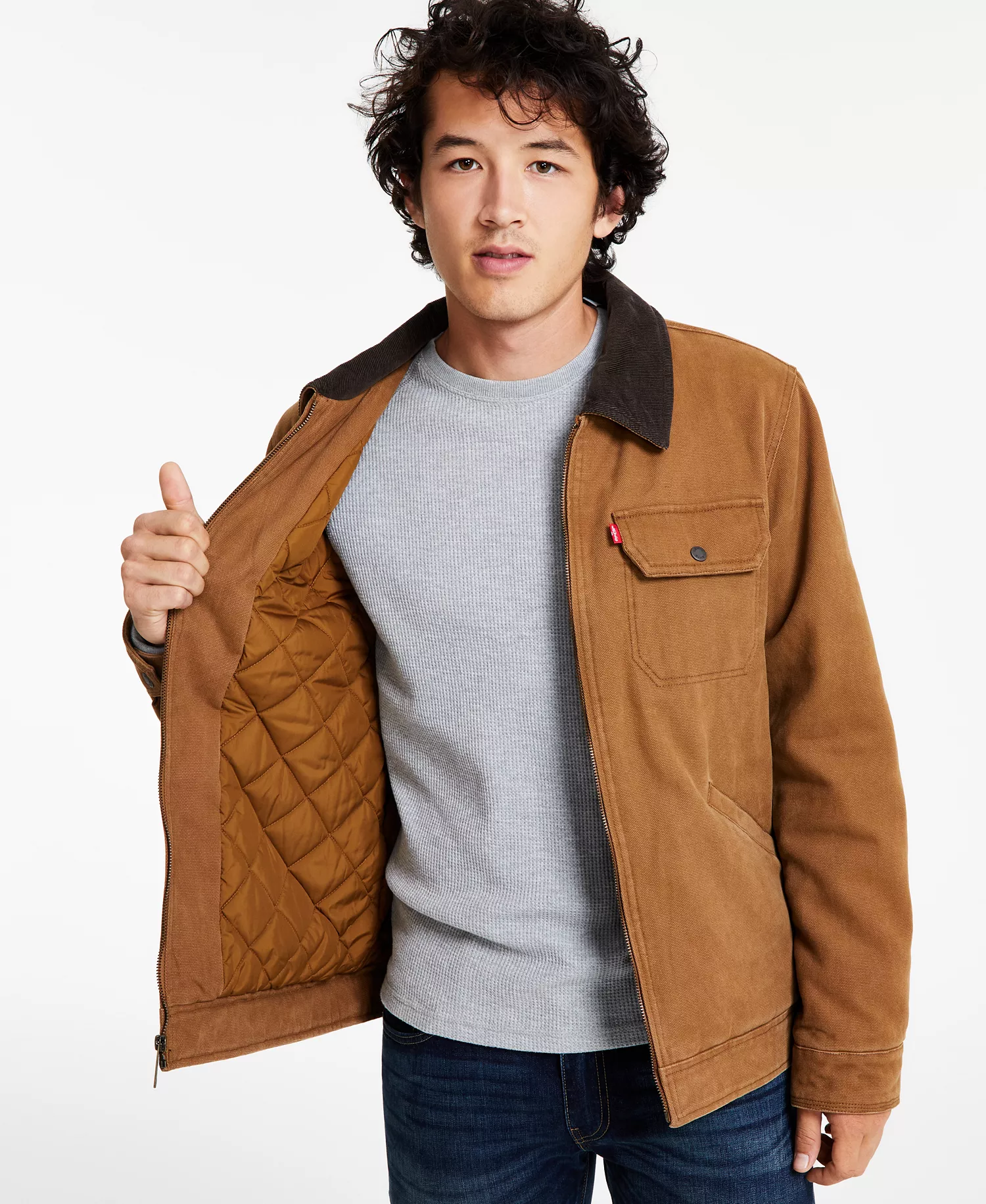 Levi’s® Men's Cotton Canvas Zip-Front Utility Jacket - Brown - L