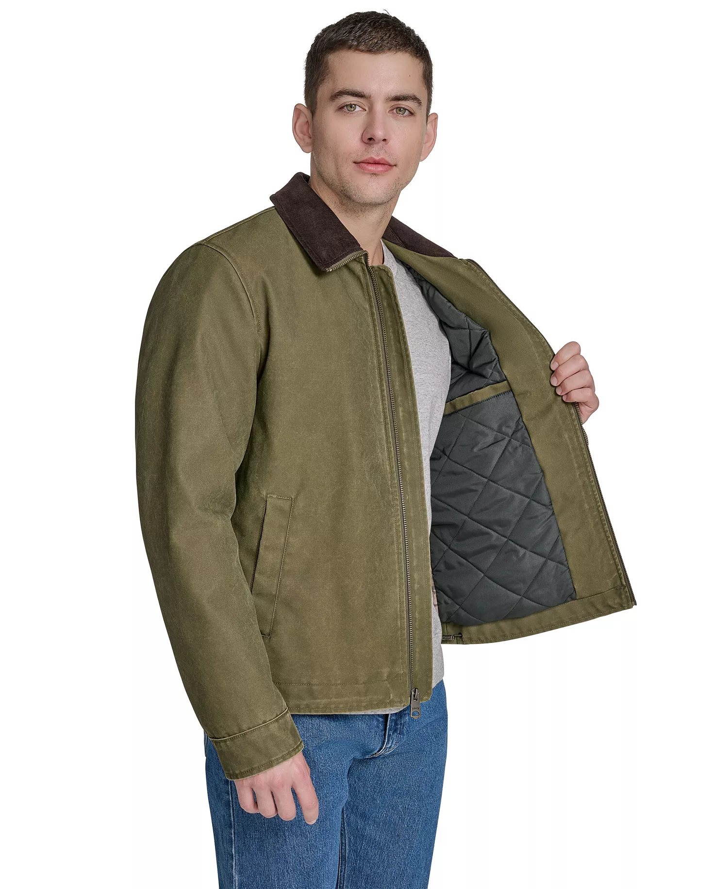 Men's Corduroy Collar Depot Jacket - Light Olive - L