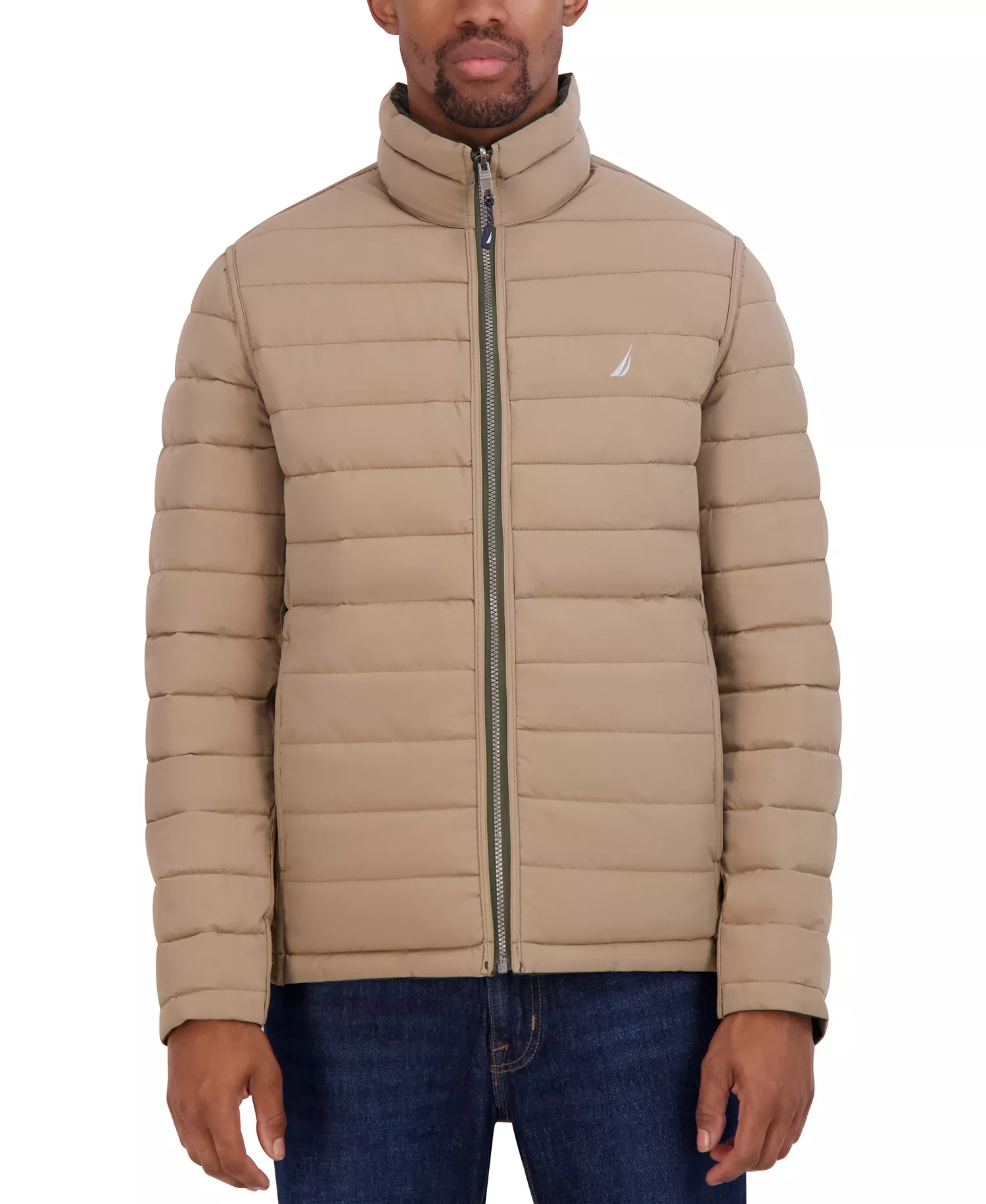 Men's Reversible Quilted Puffer Jacket - Dark Forest/Taupe - XL