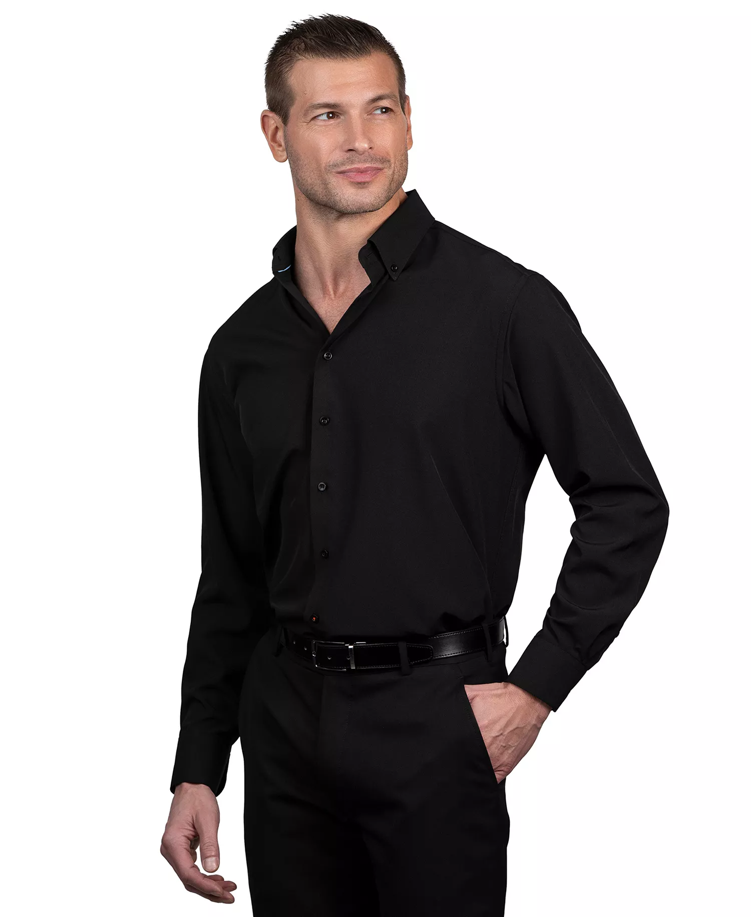 Men's Slim-Fit Supershirt Dress Shirt - Black - 14-14.5 32-33