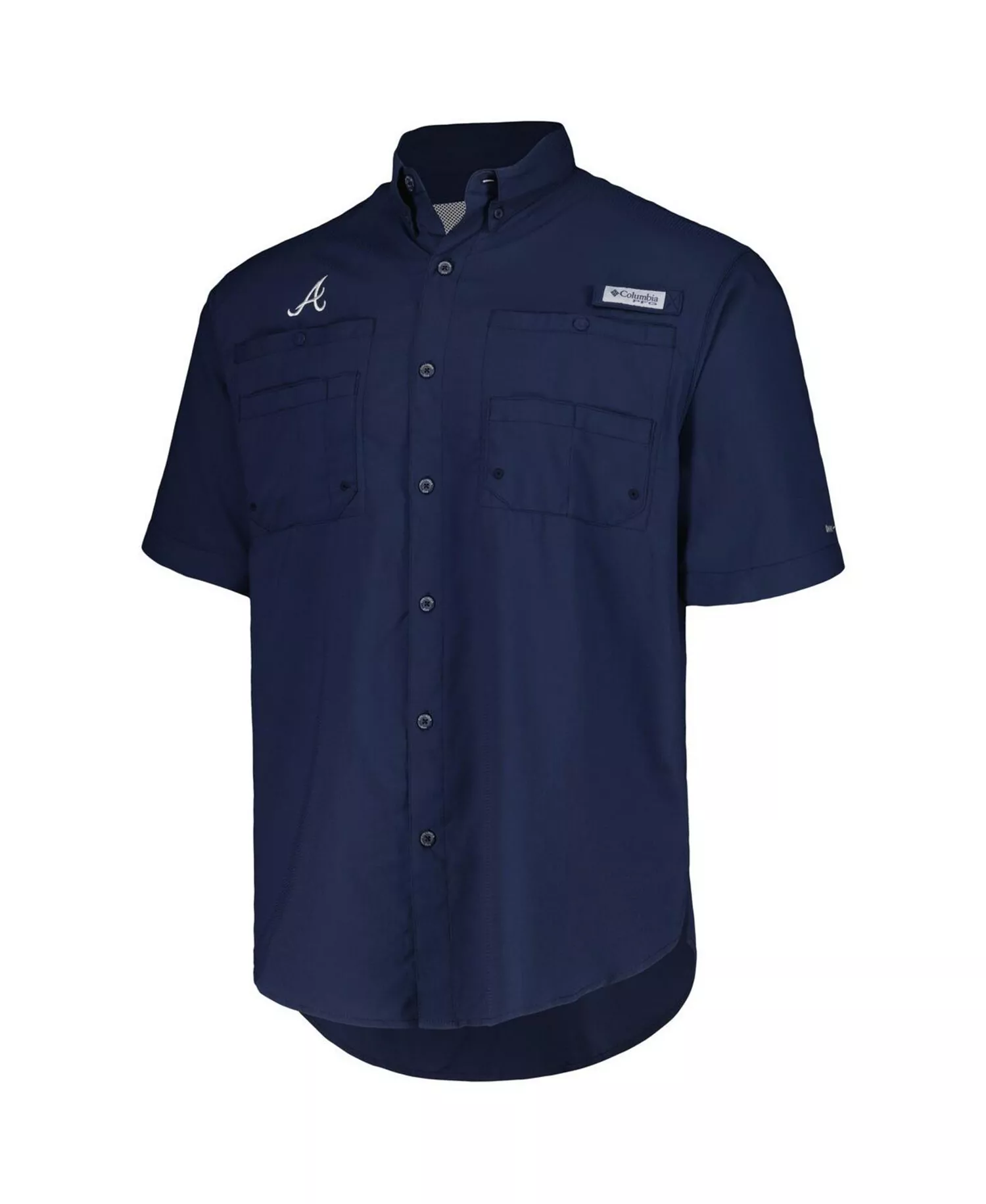 Men's Navy Atlanta Braves Tamiami Omni-Shade Button-Down Shirt - Navy - 2XL