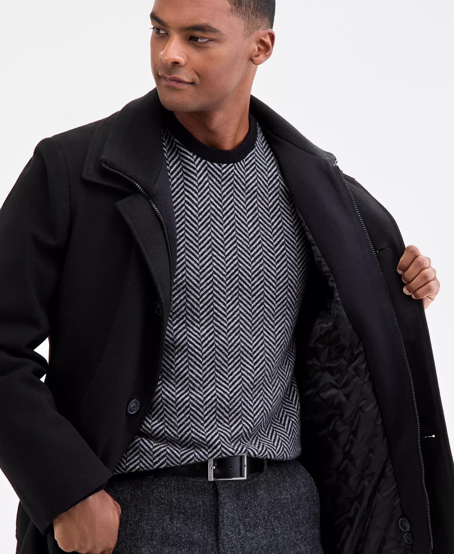 Men's Classic-Fit Coleman Overcoat - Black - 36R