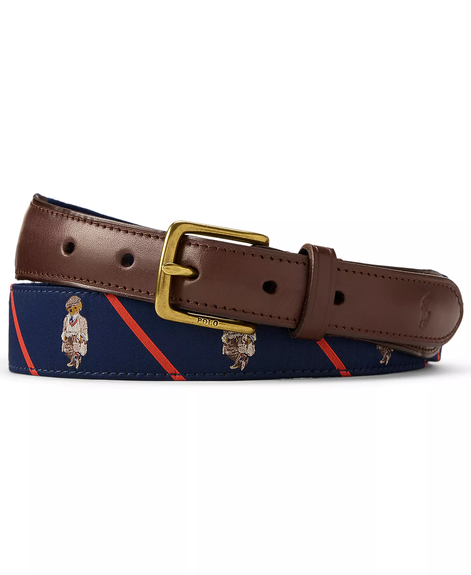 Men's Polo Bear Leather Belt - Brown - 40