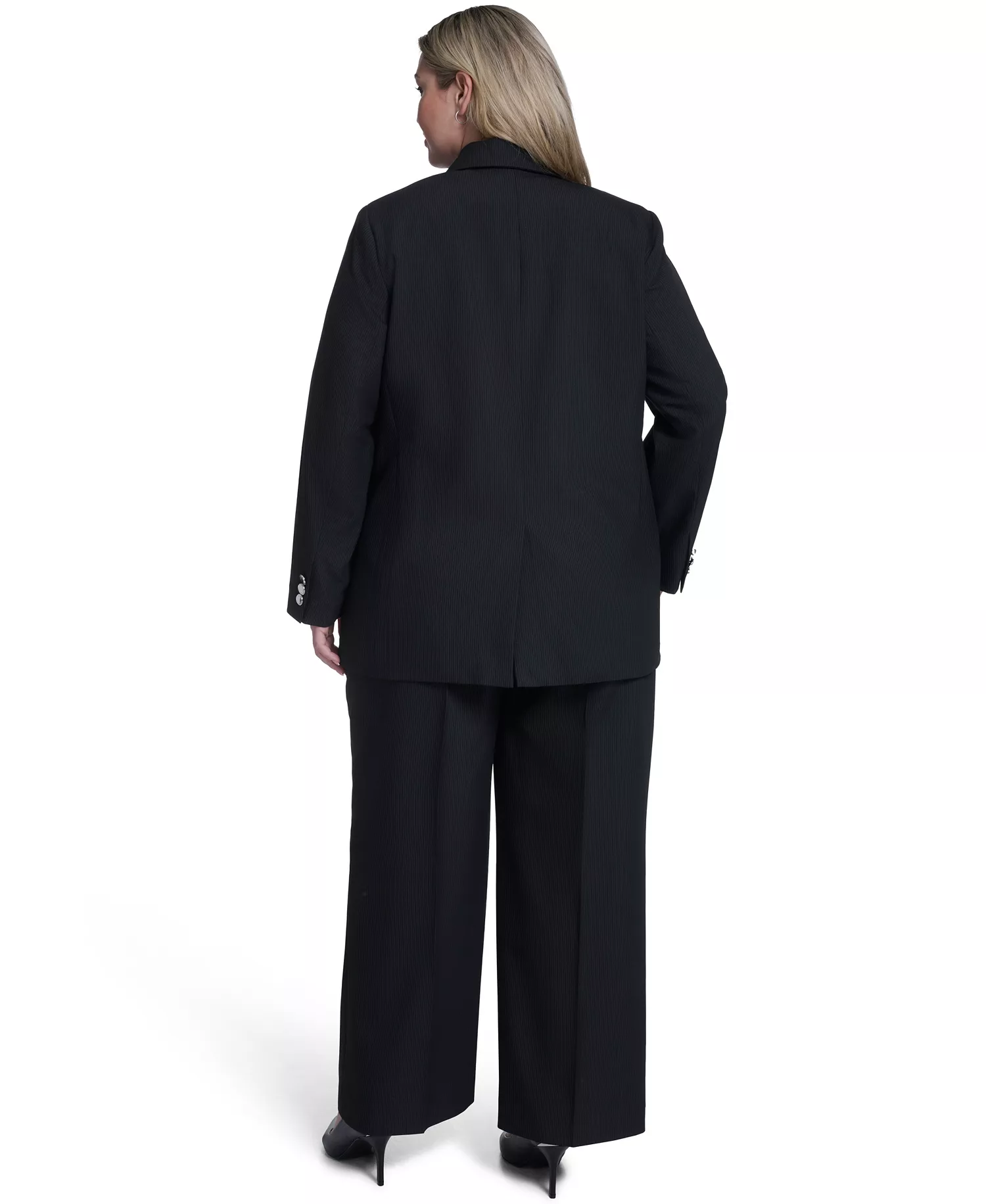 Plus Size One-Button Notch Collar Blazer - Black - 14W