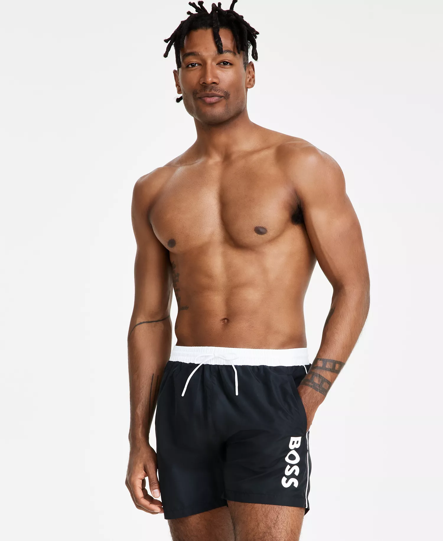 Men's Logo Graphic T-Shirt & Logo-Print 6" Swim Trunks, Created for Macy's - Black - 2XL