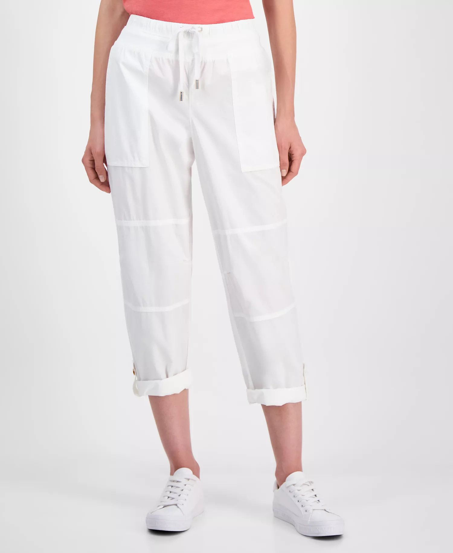 Jeans Women's Cotton Roll-Tab Utility Pants - Bright White - L