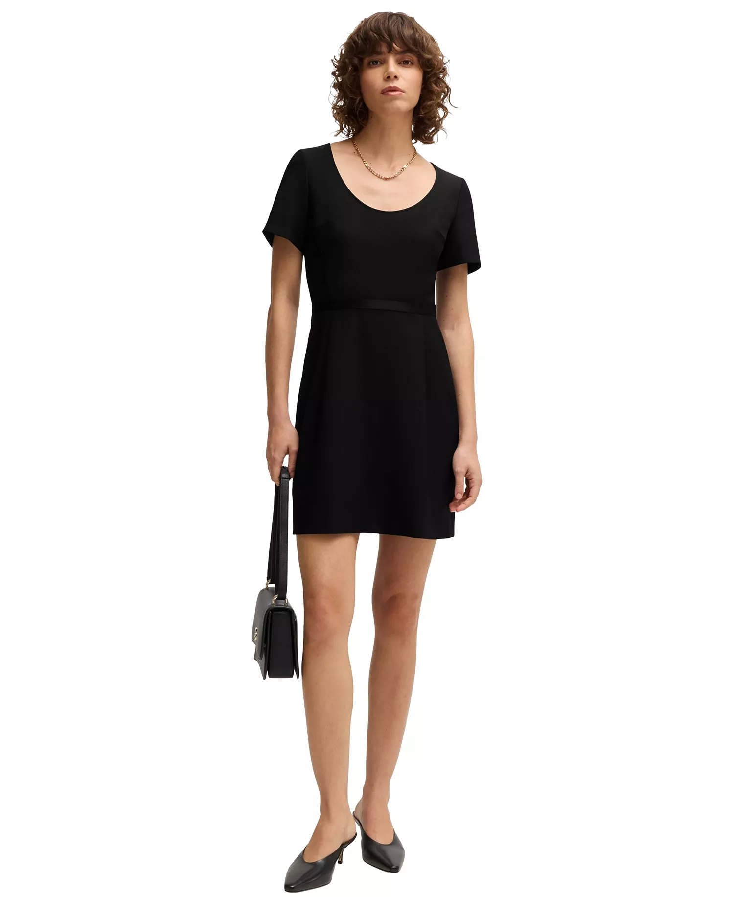 Women's Ribbon Detail Slim-Fit Dress - Black - 10