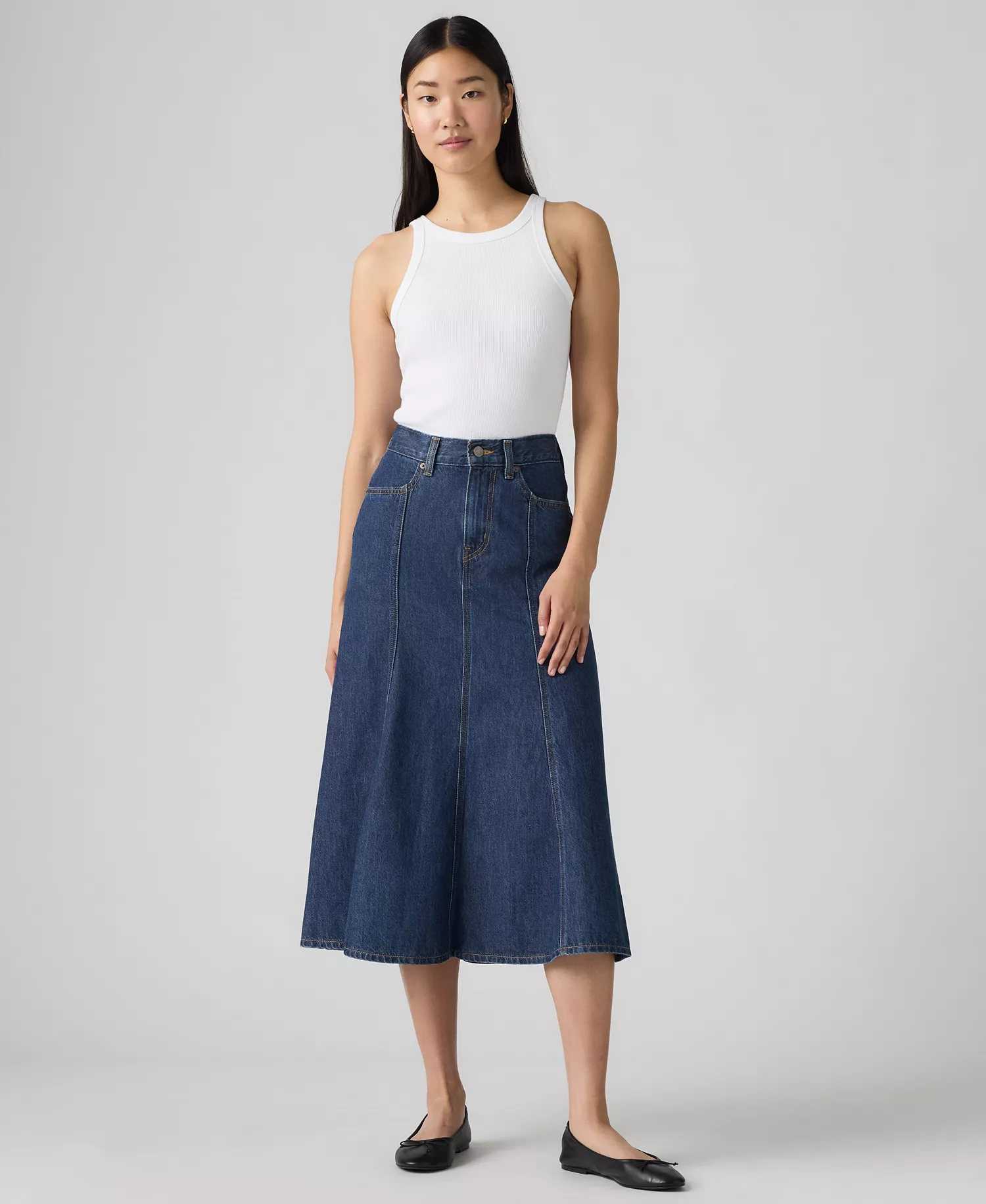Women's Fit and Flare High Rise Skirt - Blue - 24