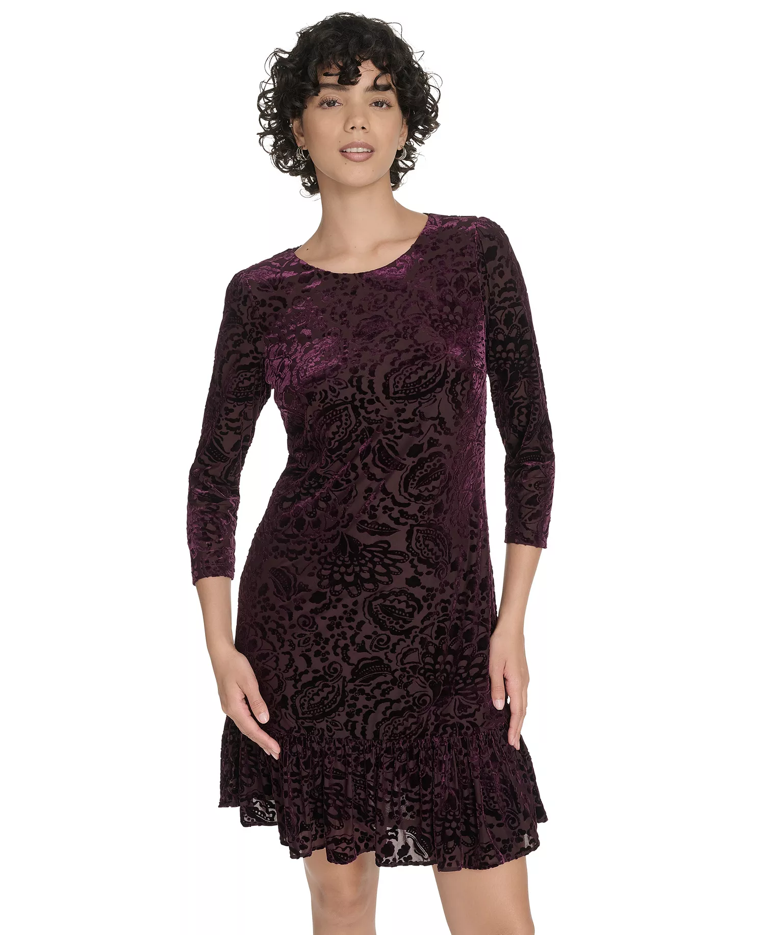Petite Burnout Shift Dress - Aubergine - 0P