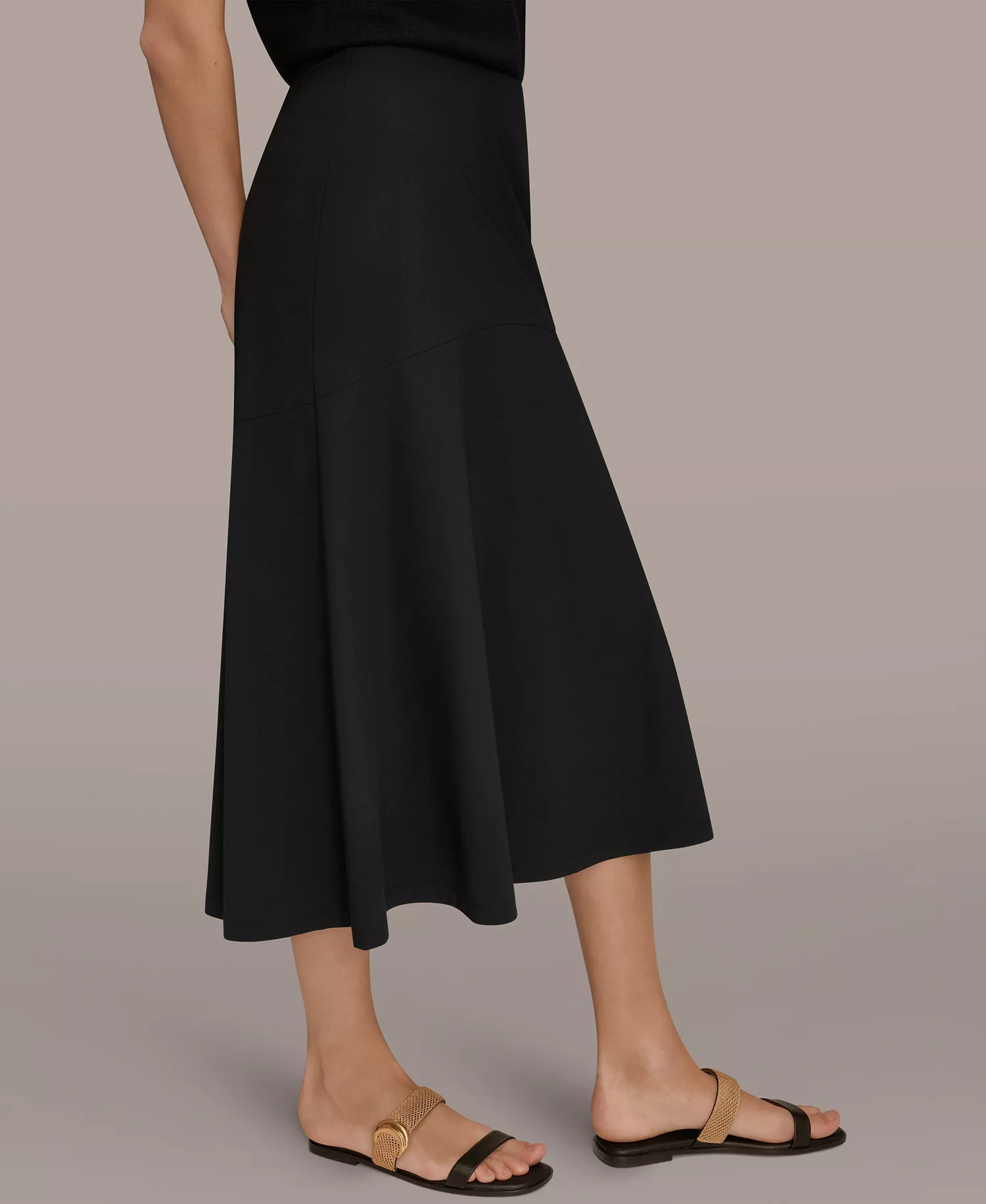Women's Four Way Stretch High-Low Skirt with Yoke - Black - L