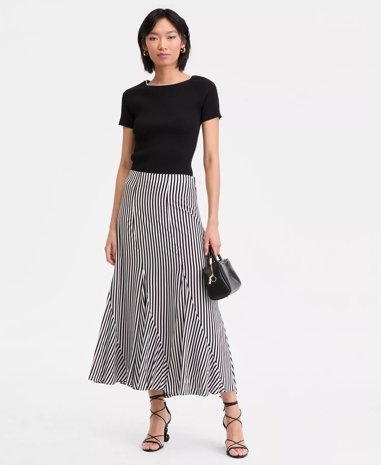 Women's Printed Midi Skirt, Macy's Exclusive - Nyra Stripe - L