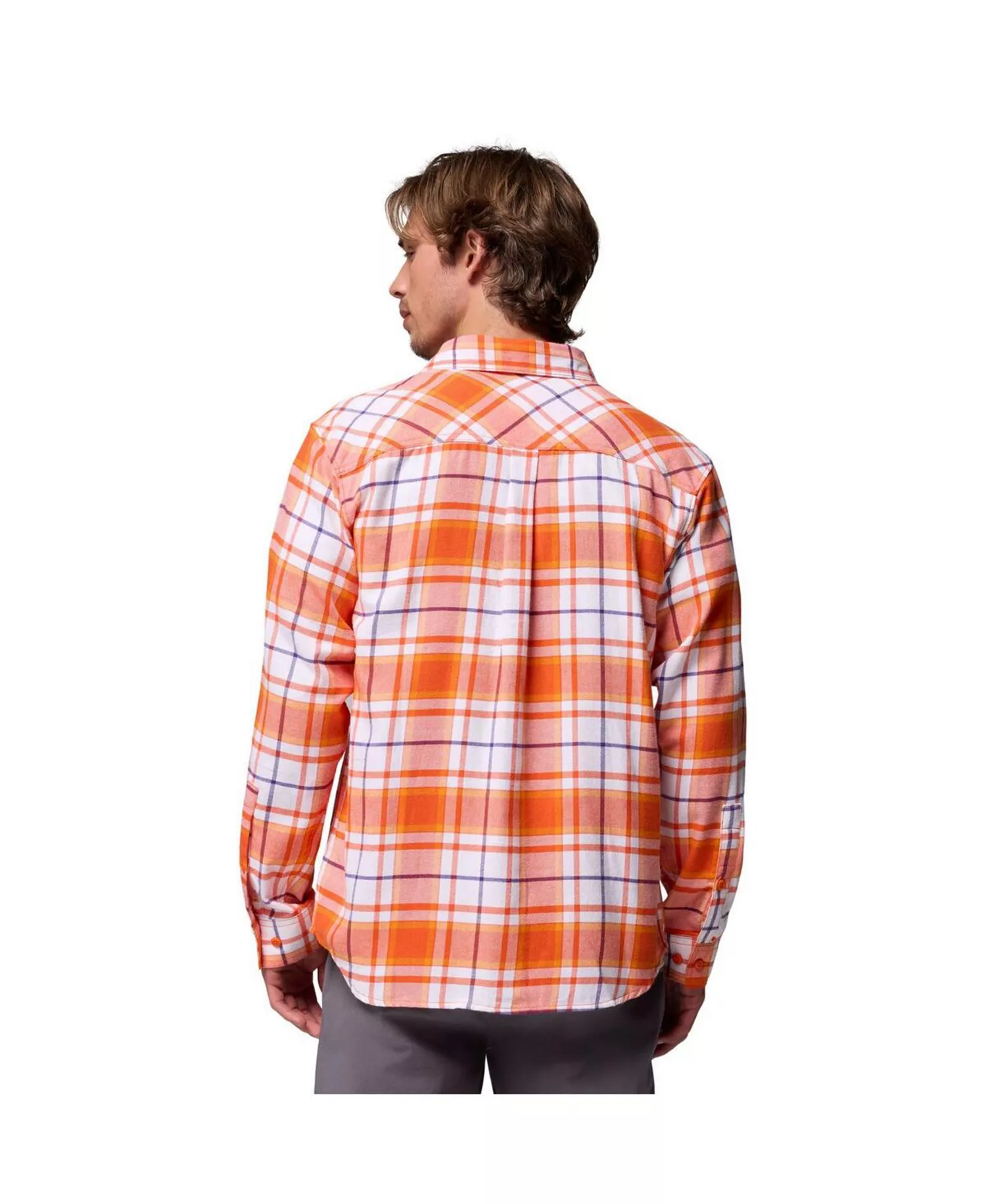Men's Orange Clemson Tigers Flare Gun Omni-Wick Flannel Long Sleeve Button-Up Shirt - Orange - 2XL