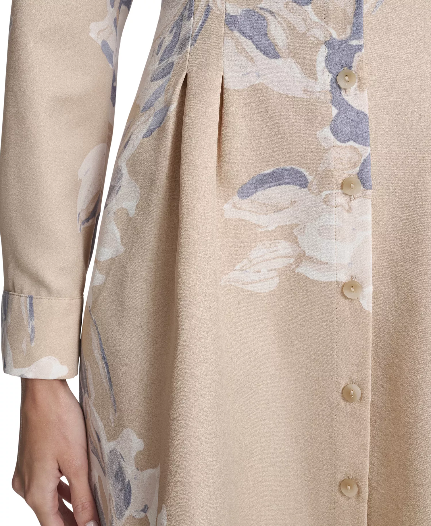 Women's Printed Collar Shirt Dress - Khaki Multi - 10