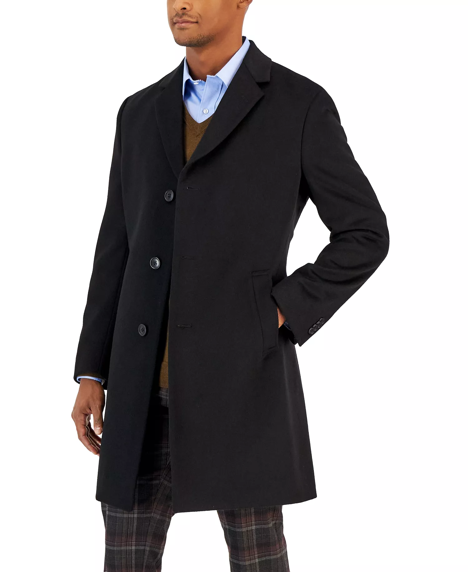 Men's Classic-Fit Camber Wool Overcoat - Black - 36R